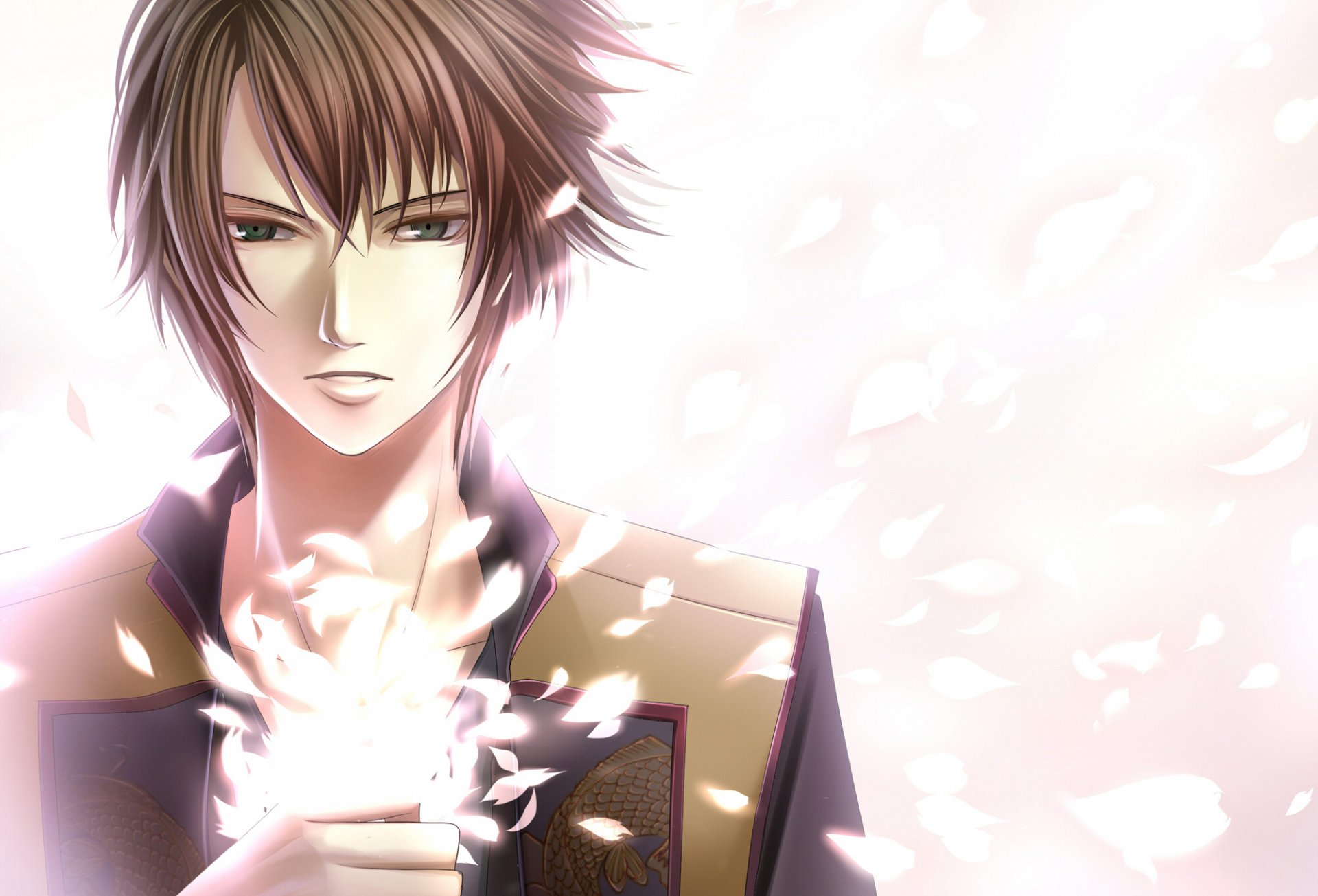 hakuouki hekketsu-roku okita souji demons pale cherry entries blue blood guy petals sakura lights