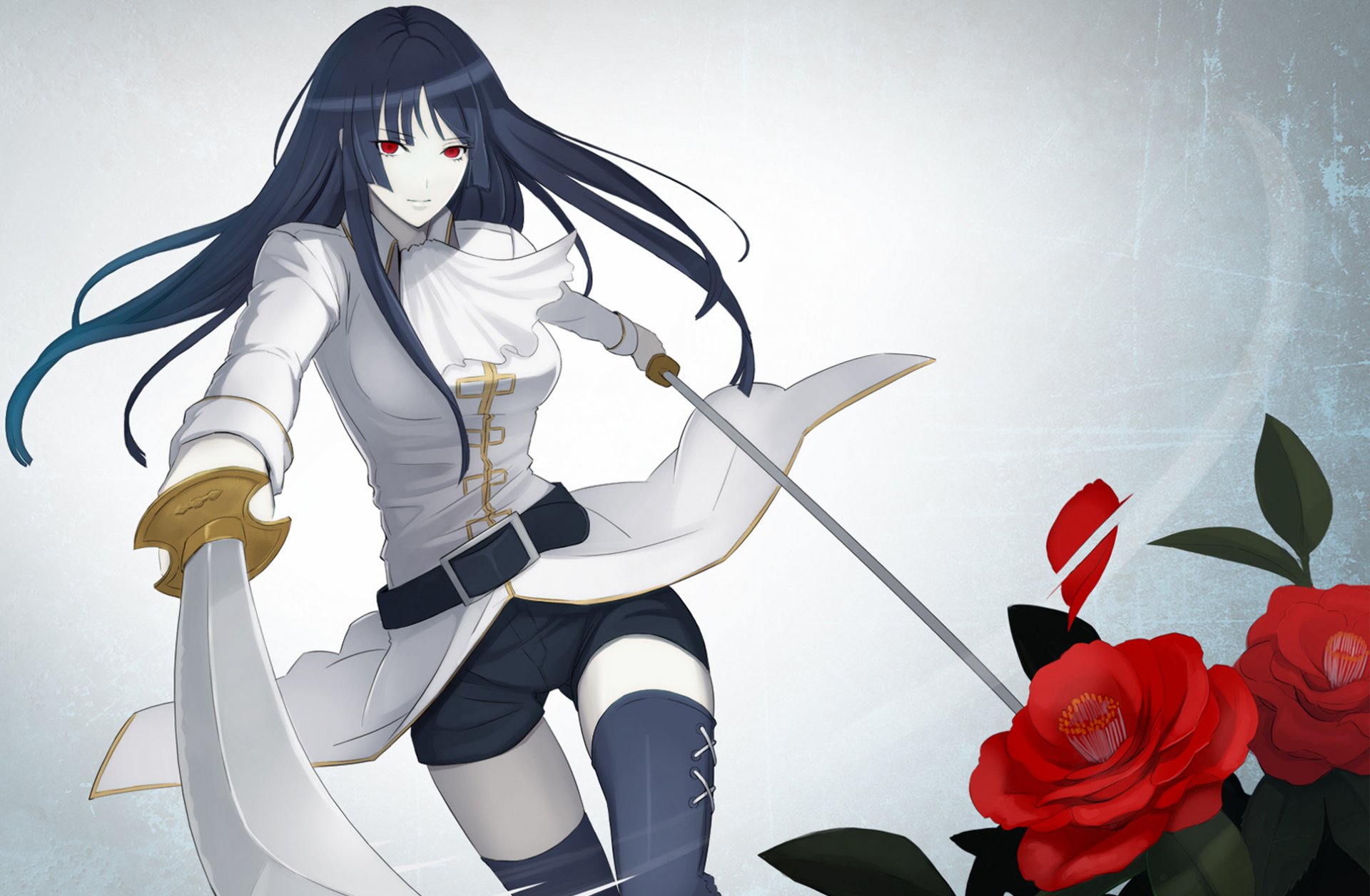 gin tama imai nobume gintama girl red eyes roses swords stockings