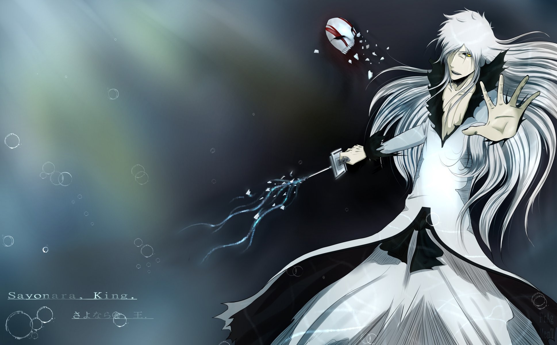 art ifragmentix guy kurosaki ichigo view tears weapon sword mask pieces bleach