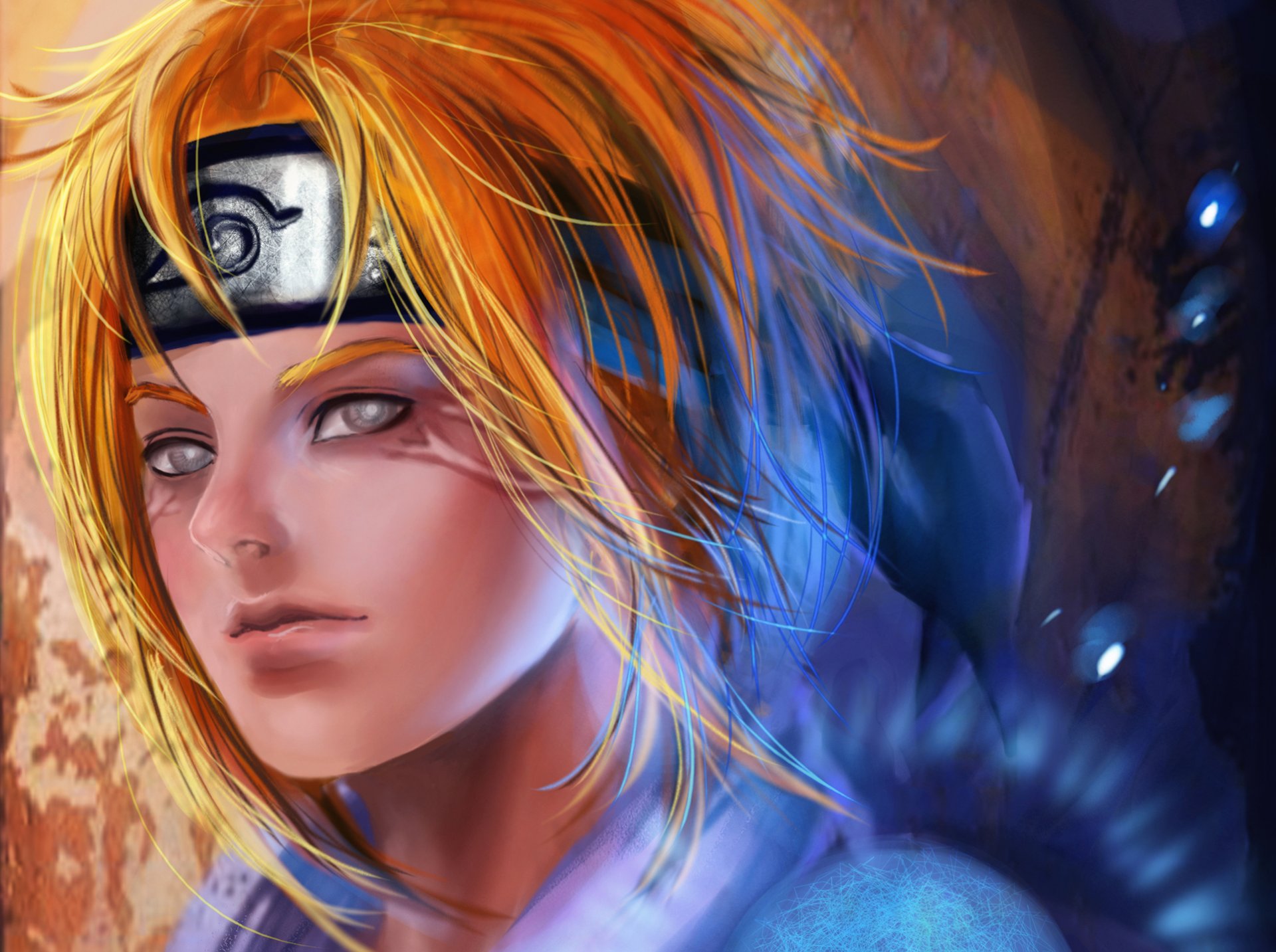 art rikamello fan art naruto kei uzumaki rasengan byakugan guy ninja bandage red