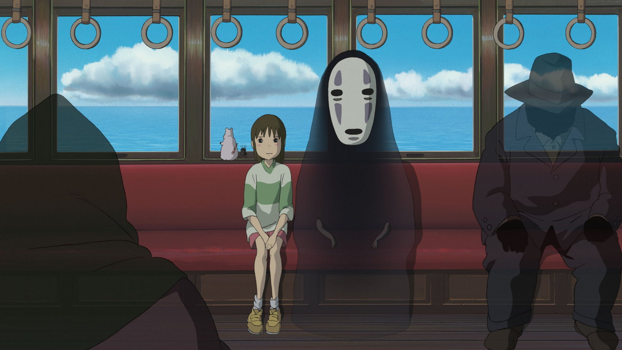 art anime spirited away chihiro faceless bo girl train passengers ogino chihiro bou hayao miyazaki