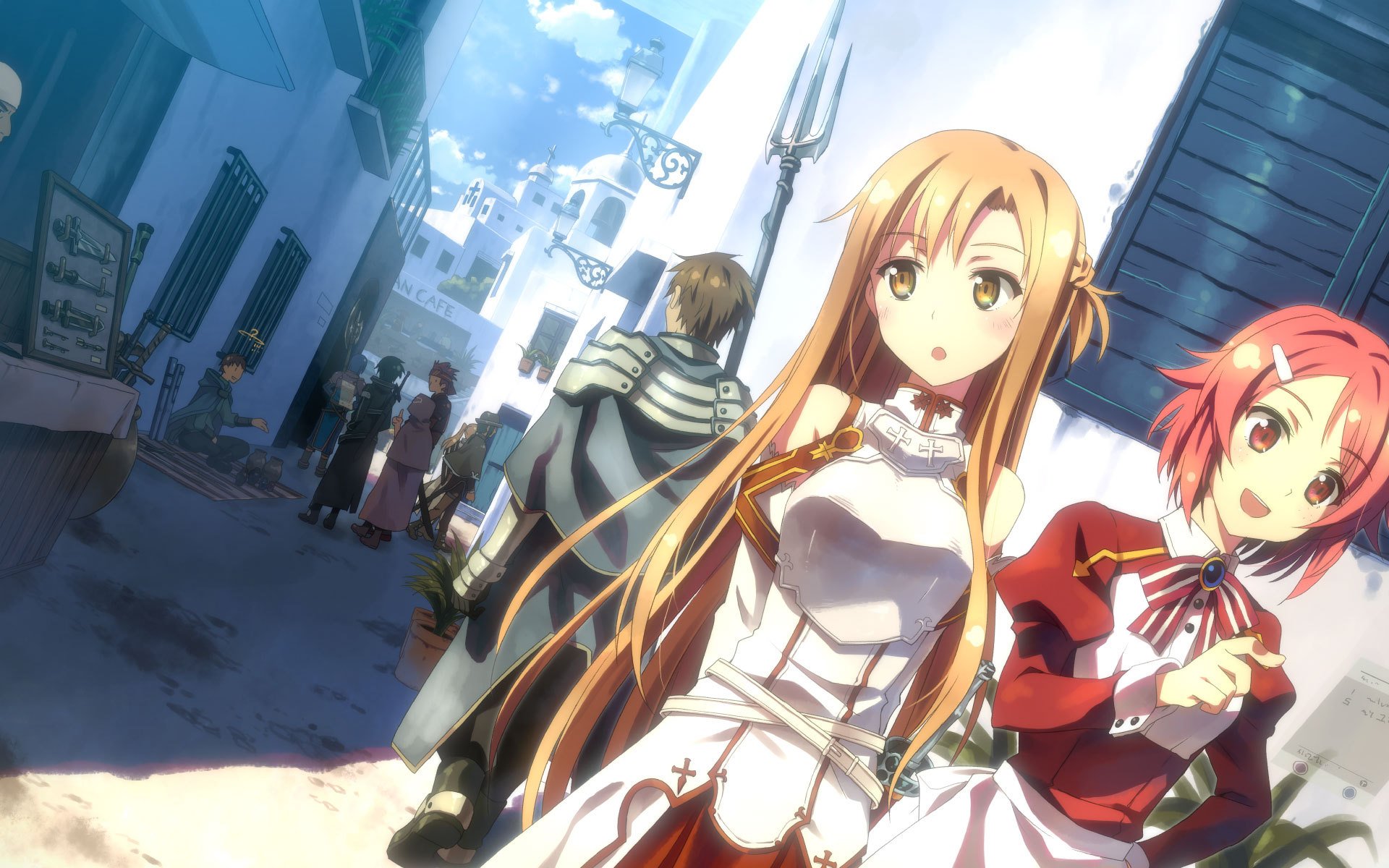 sword art online sao asuna lizbeth sword master online lisbeth town knight weapon foil traders girls smile yuuki tatsuya