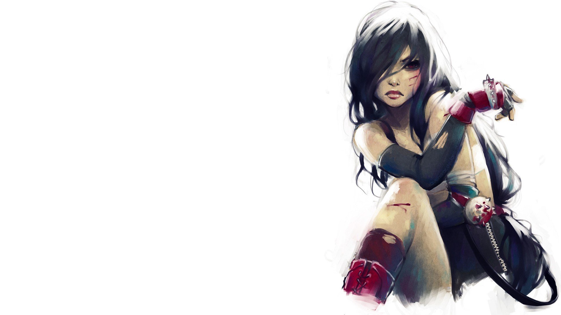 picture final fantasy tifa fever lockhart lokhart girl white background blood wound