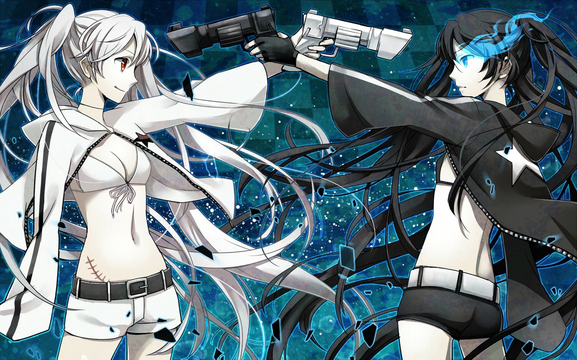 anime black rock shooter mato kuro white rock shooter girls black white