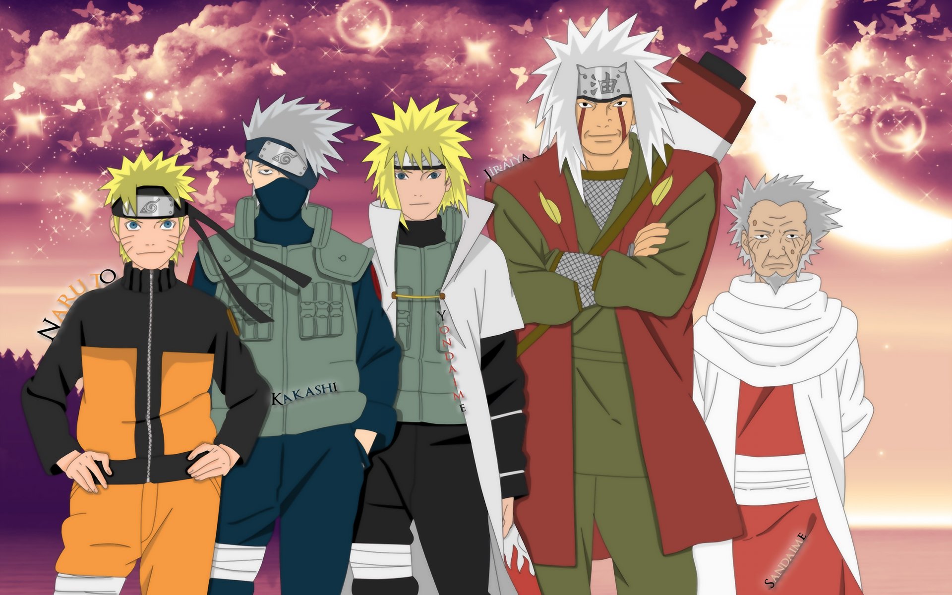 anime naruto yondaime hokage fourth hokage minato namikadze kakashi jiraiya sandaime hokage