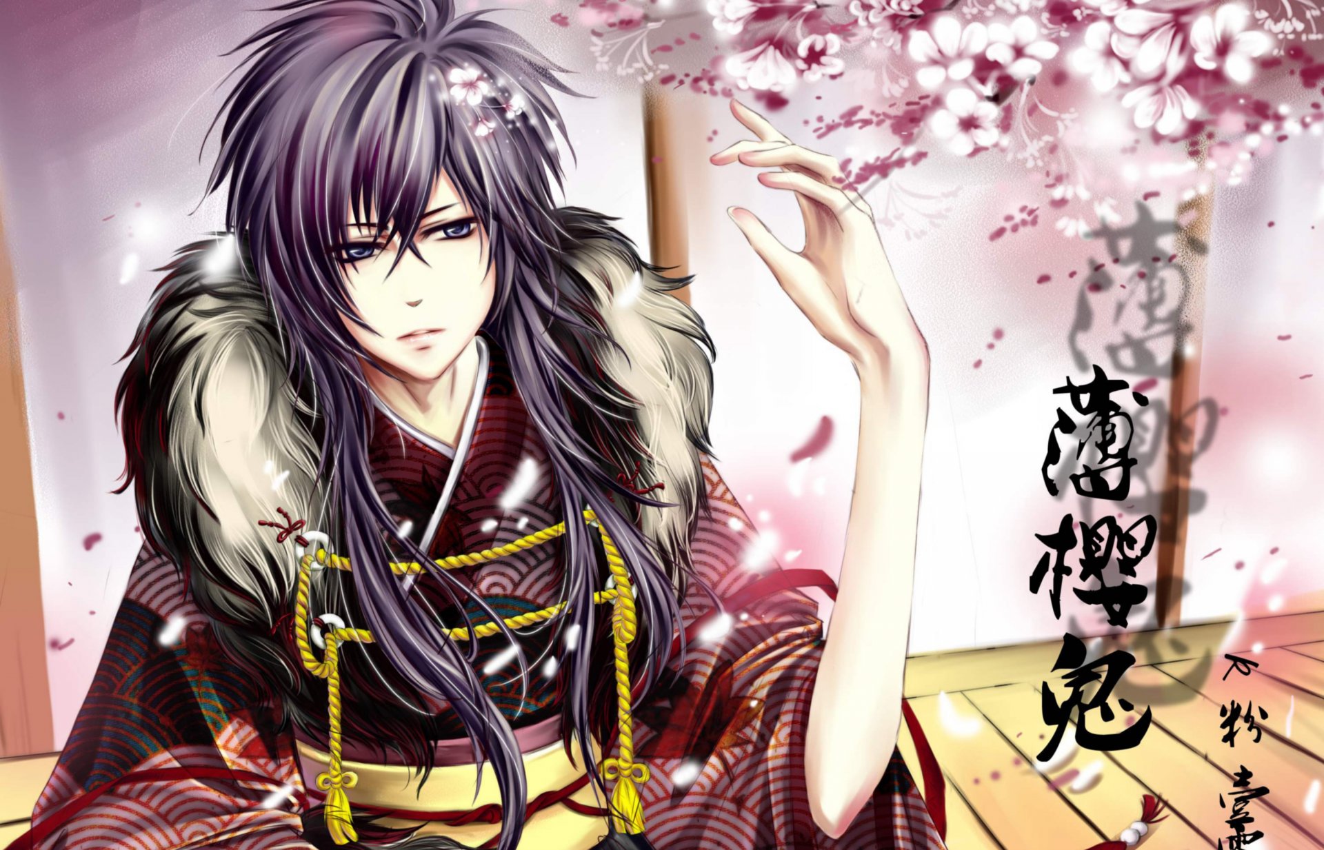 hakuouki saitou hajime demons pale cherry site samurai guy flower sakura characters