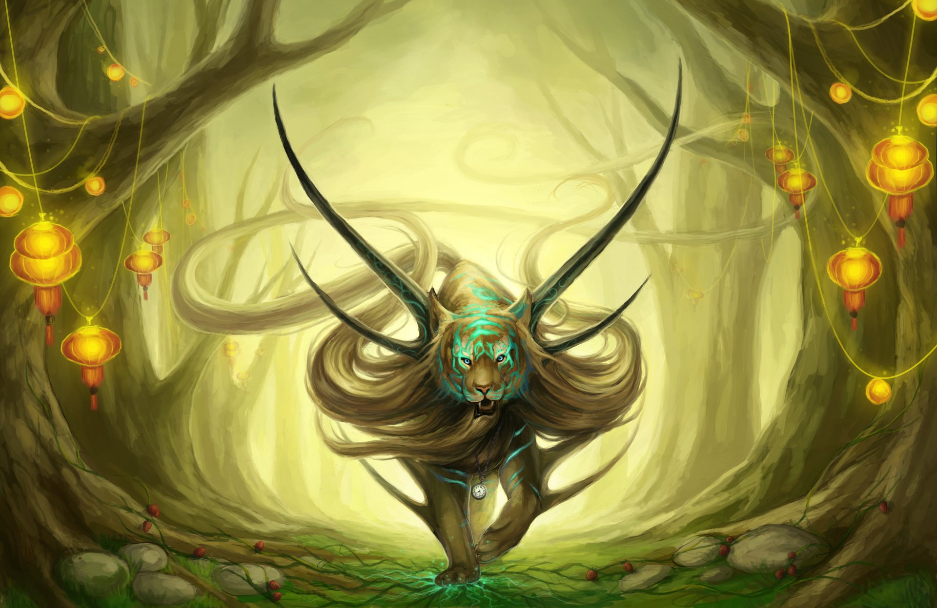 fiction fantasy tiger mane studs forest tree lamps has been reported watches fangs hair view god of evanescence by sanguisgelidus