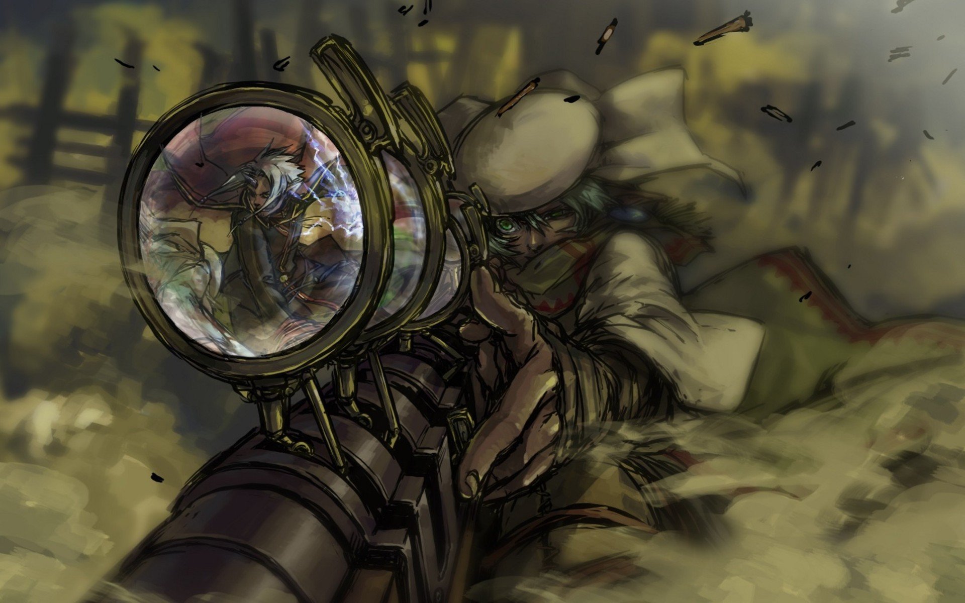 steampunk sniper sniper rifle sight reflection art picture