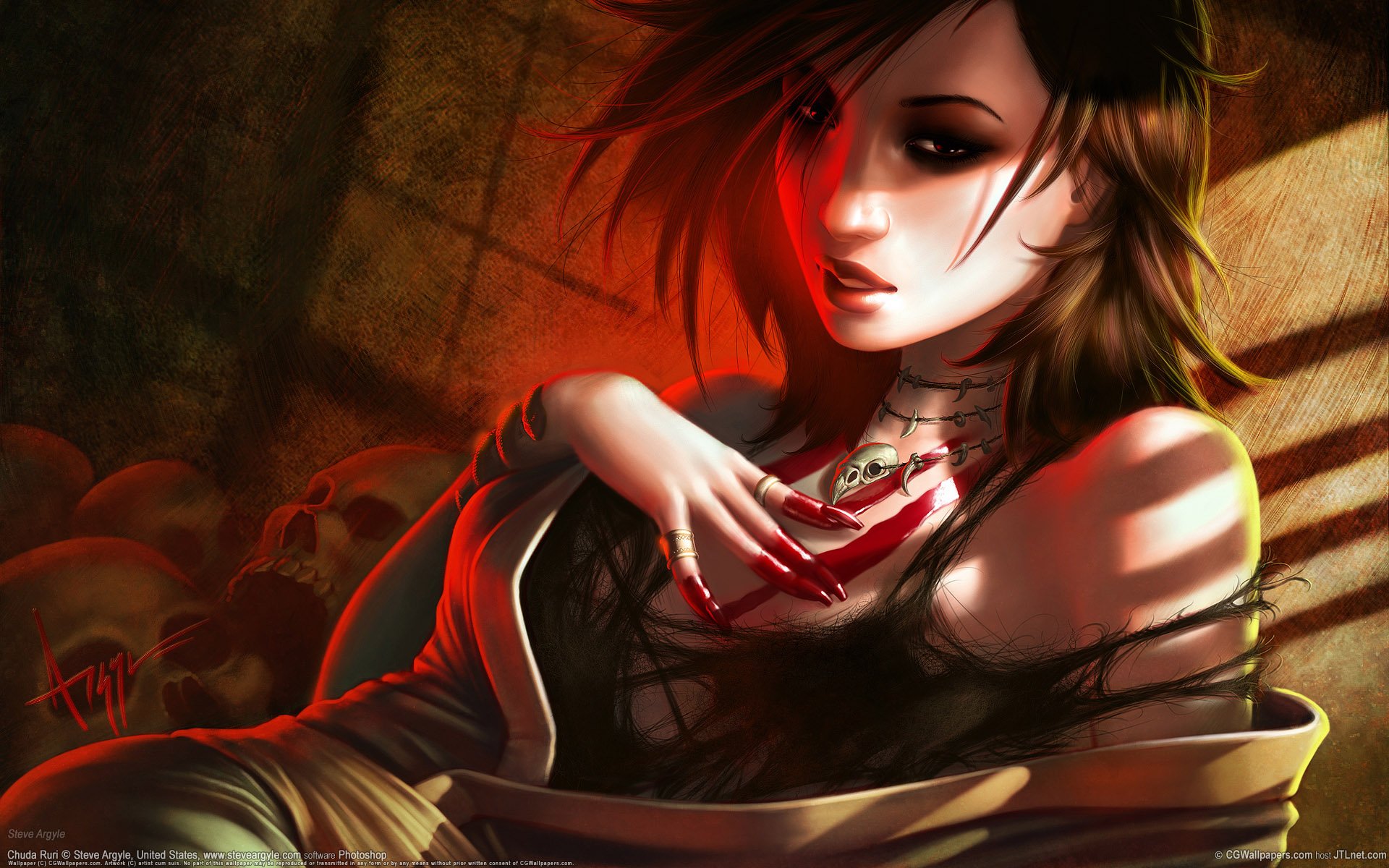 chuda ruri blood skull pendant steve argyle cg wallpapers