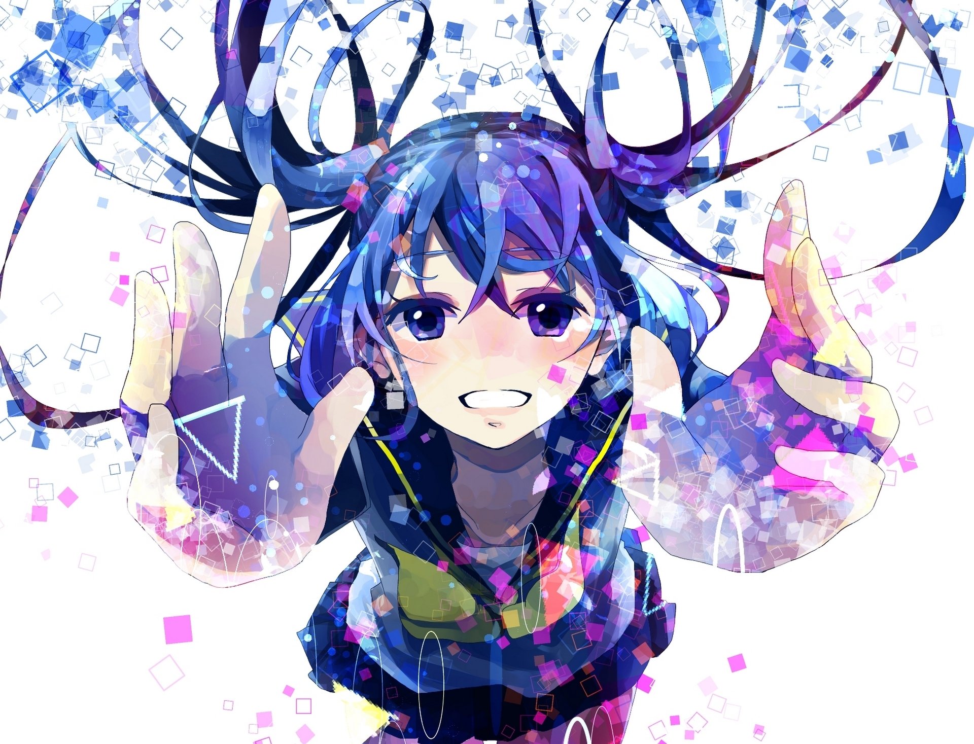 art hatsune miku girl vocaloid school uniform