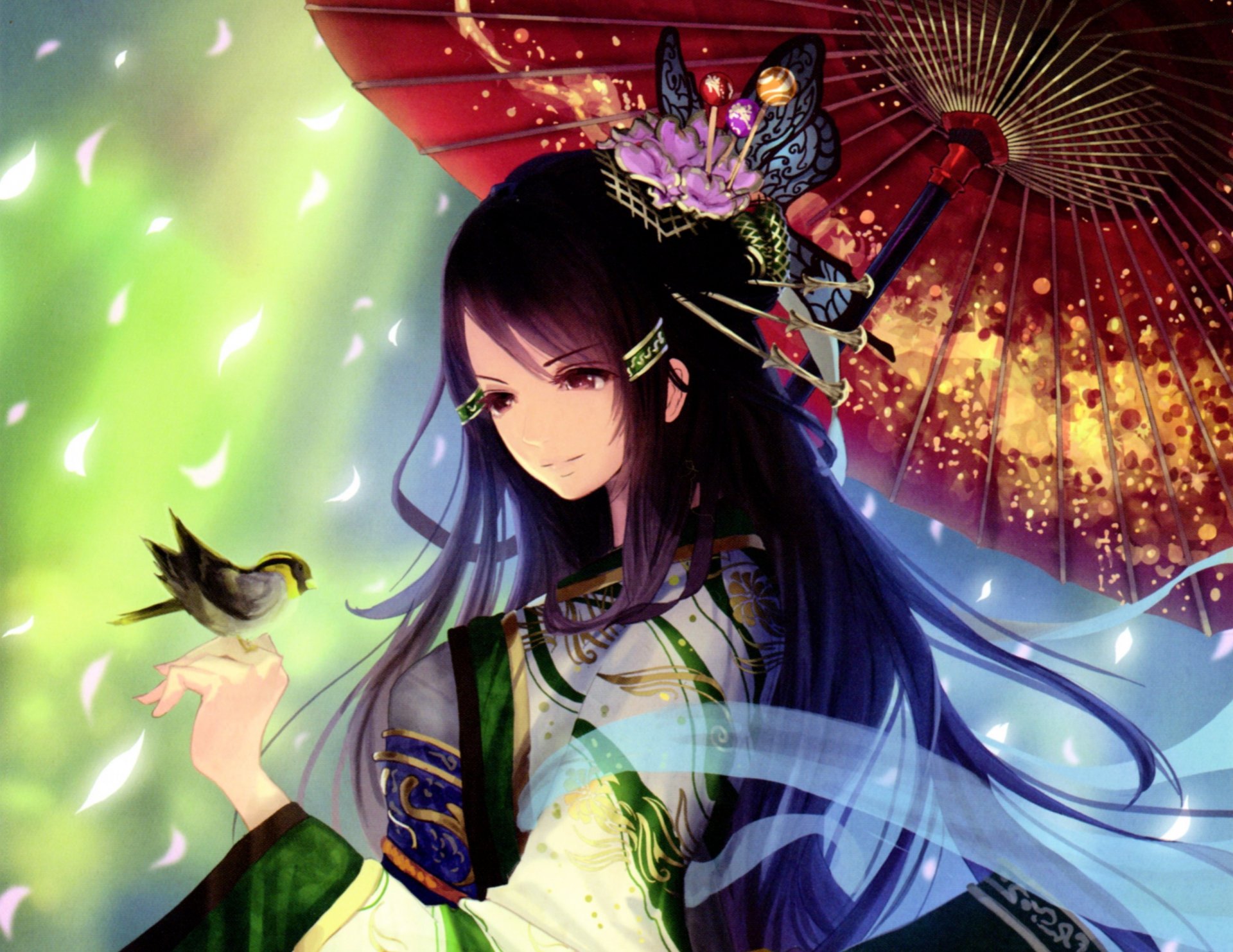 art tachikawa mushimaro girl umbrella poultry dress hairpin