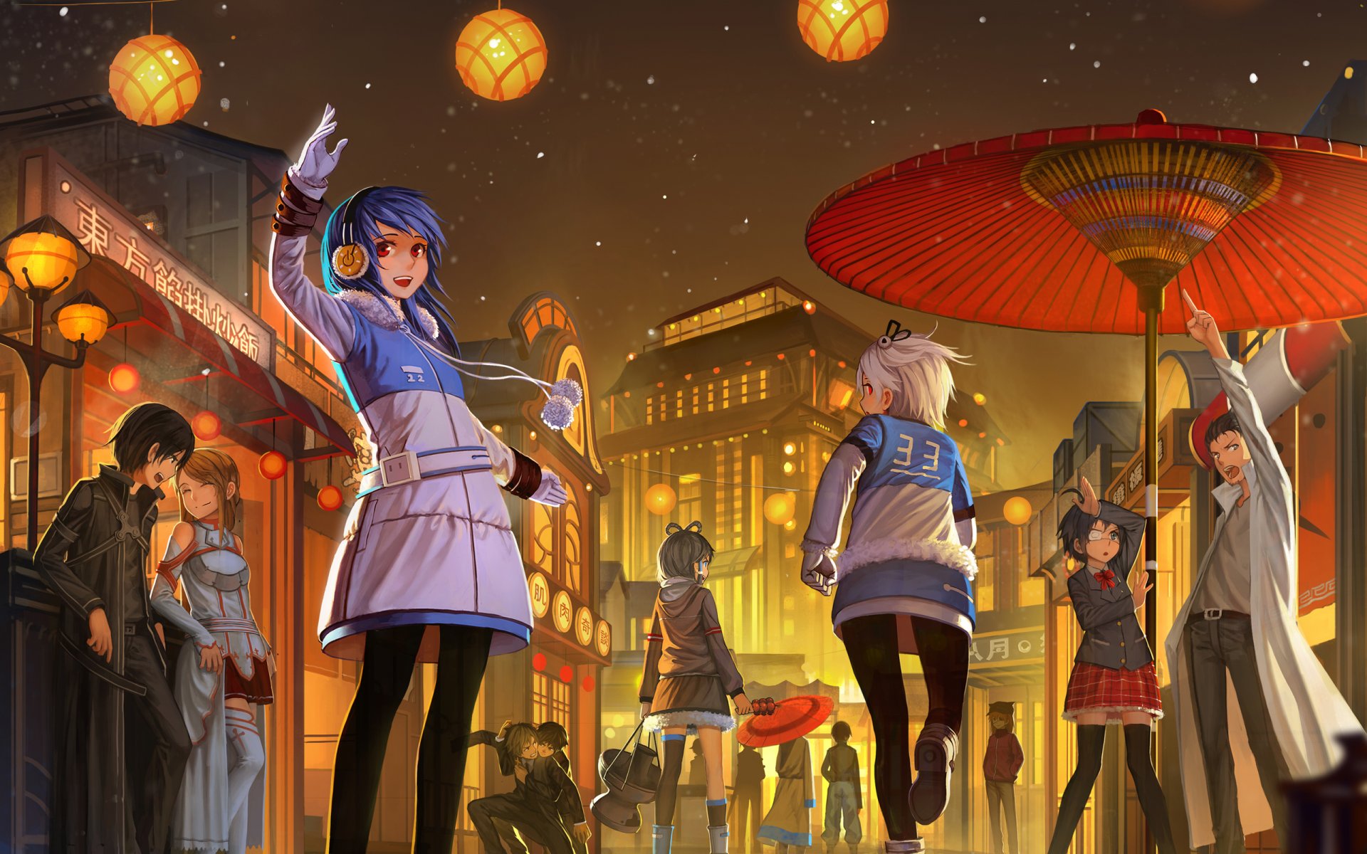 art lu ying the people soryu asuka langley 0yuuki asuna takanashi rikka kirito shikinami asuka langley okabe rintarou luo tianyi bili girl 33 bili girl 22 mood happiness holiday town evangelion bili b