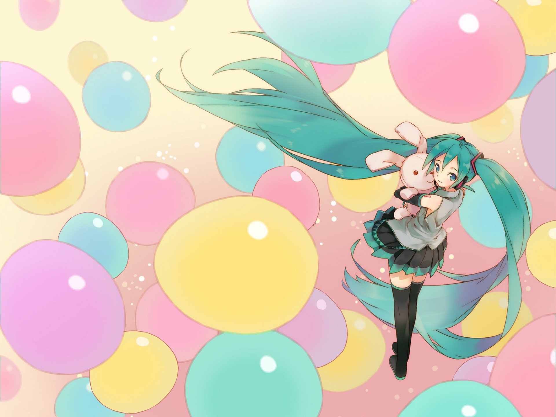 art hatsune miku vocaloid girl toys hare bulbs headphones form
