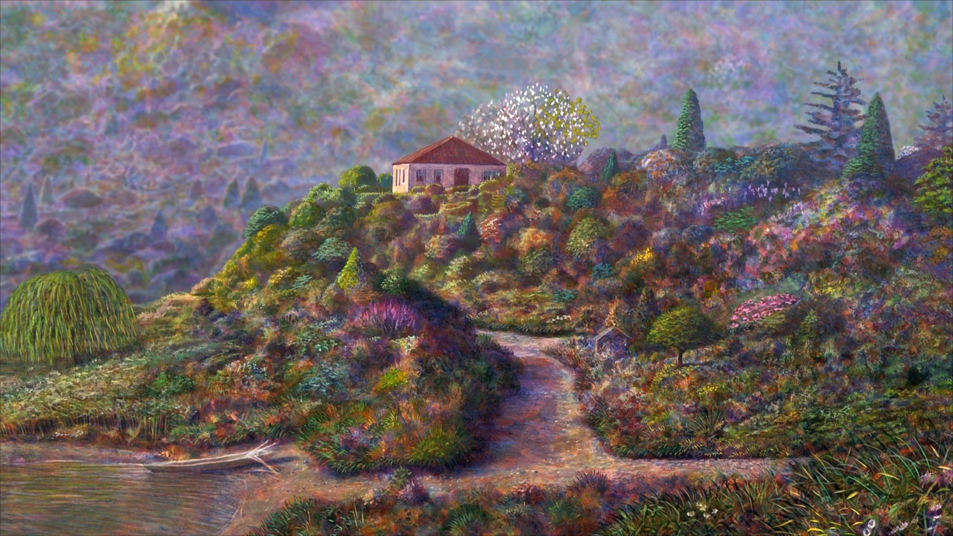 time iblarda naohisa inoue landscape anime mountain village trees supplies