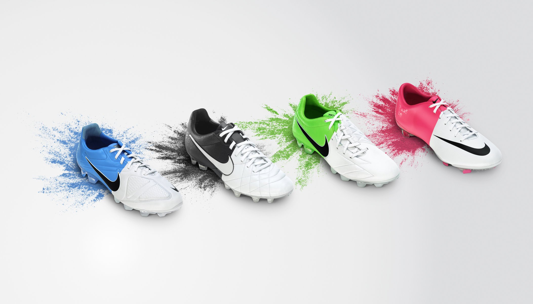 Collection of colorful football boots