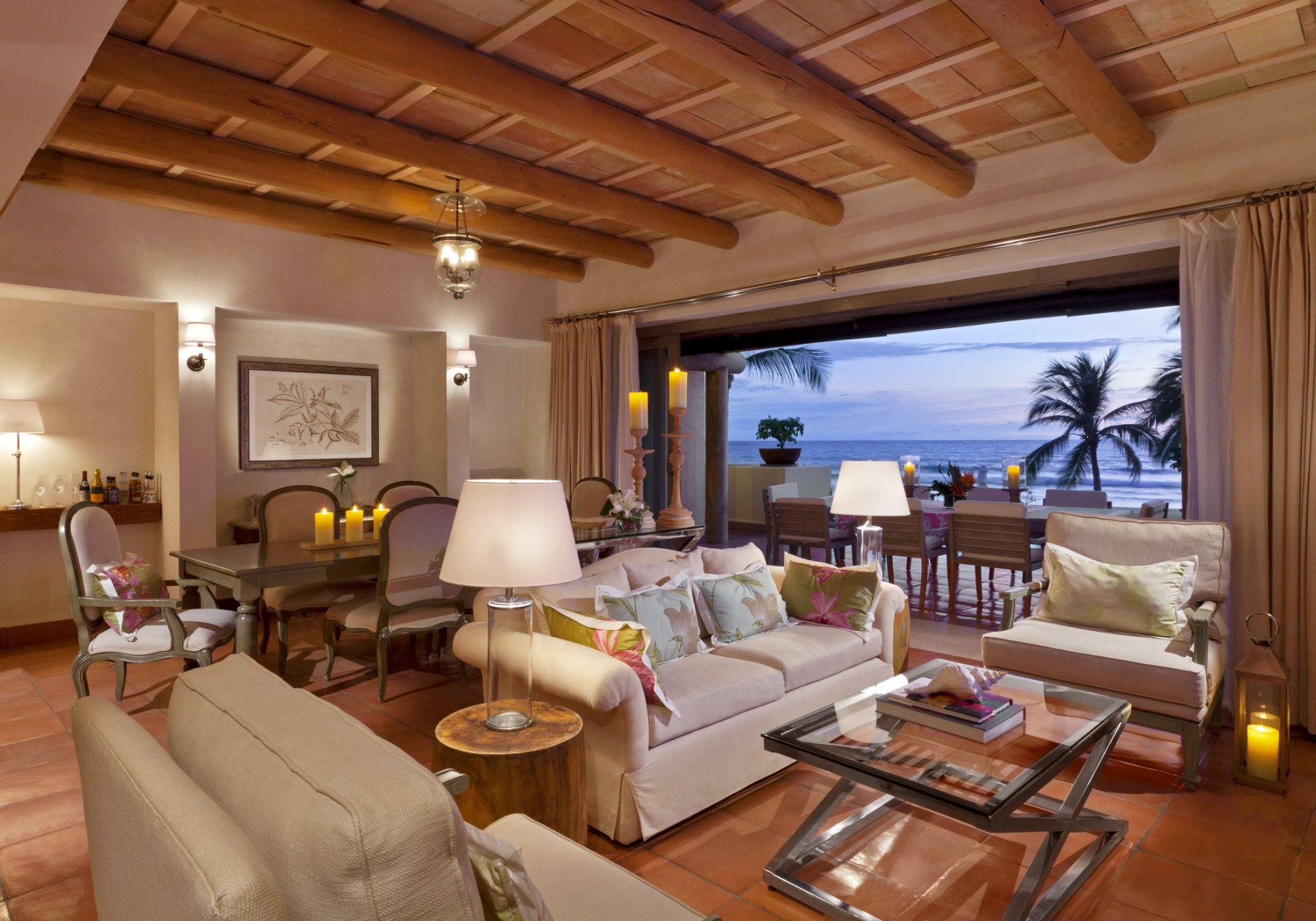 interior desigen set regis punta mita resort presidential suite design armchairs sofa table chairs tables candles bulbs sea palm .