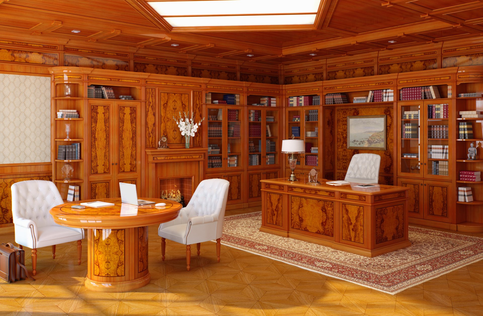 office interior cabinet style classics table chair computer armchairs furniture books picture .