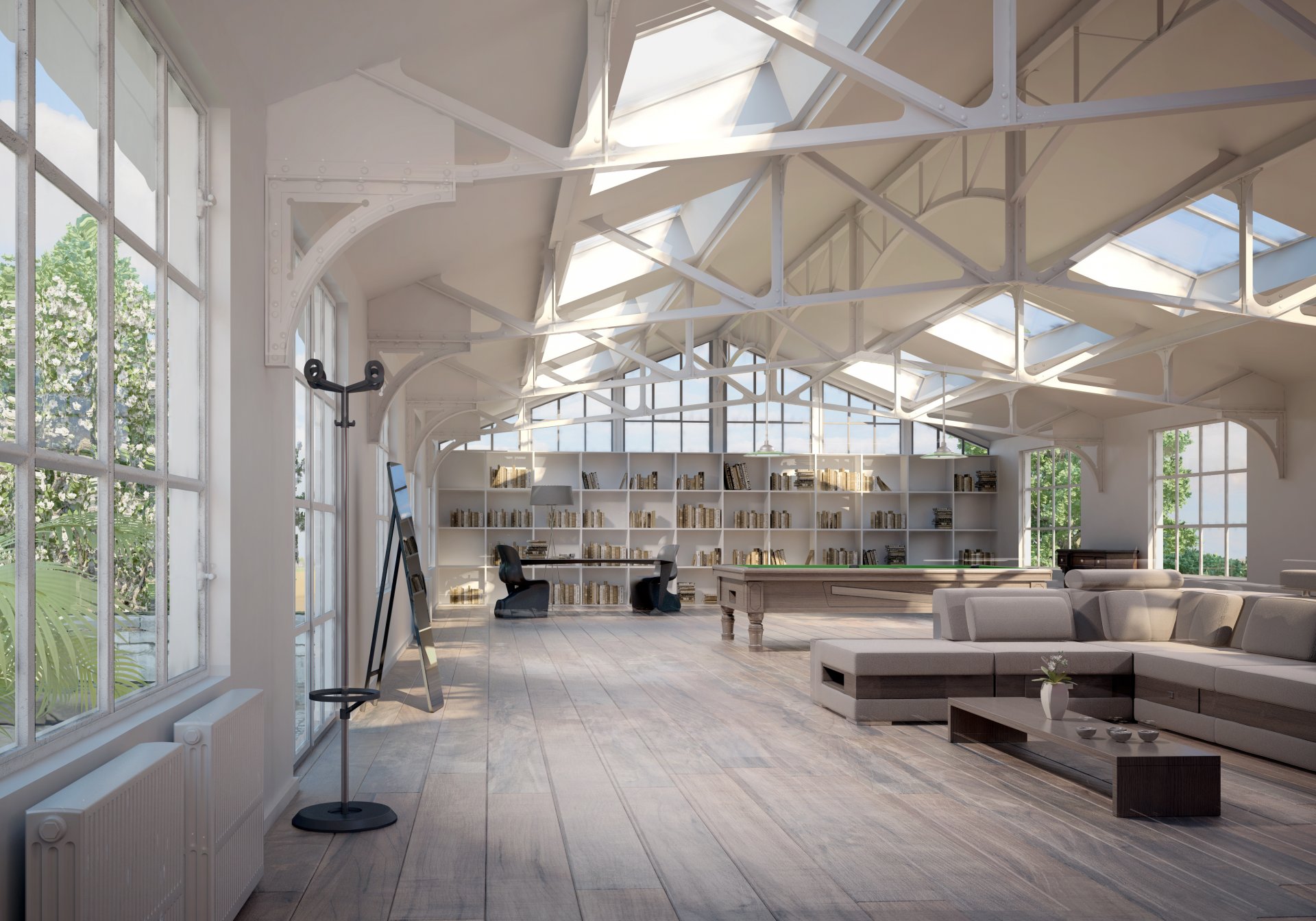 interior stylish design modern room billiard table library contemporary accommodation pool desktop