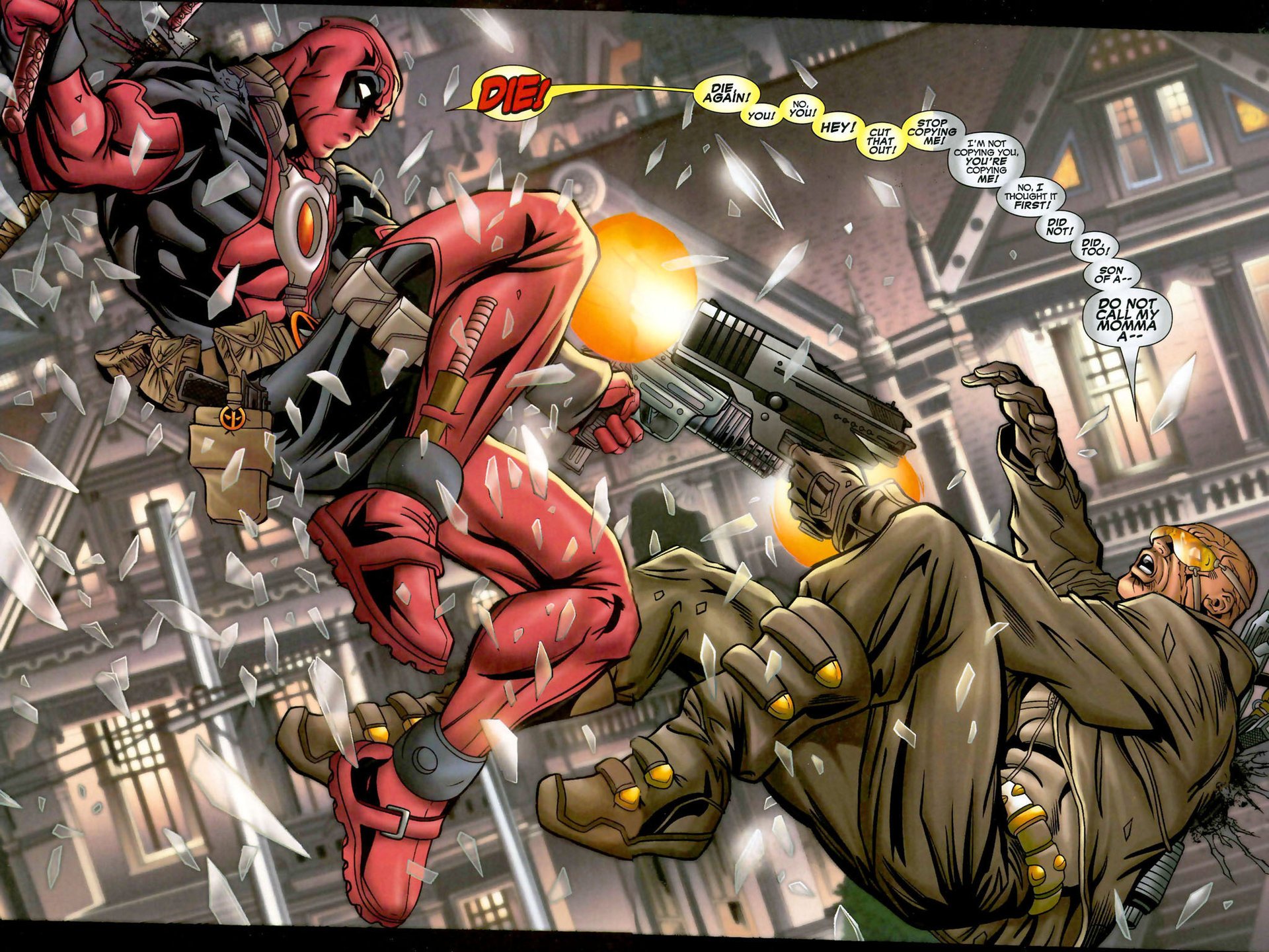 Fight heroes with weapons in comics