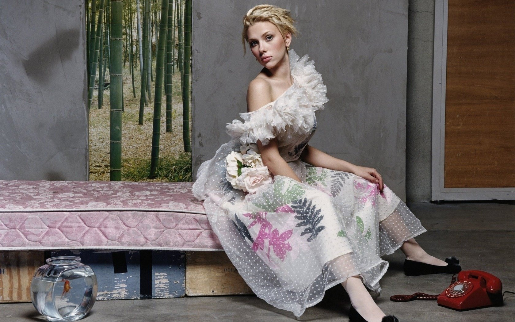 Scarlett Johansson in a beautiful white dress