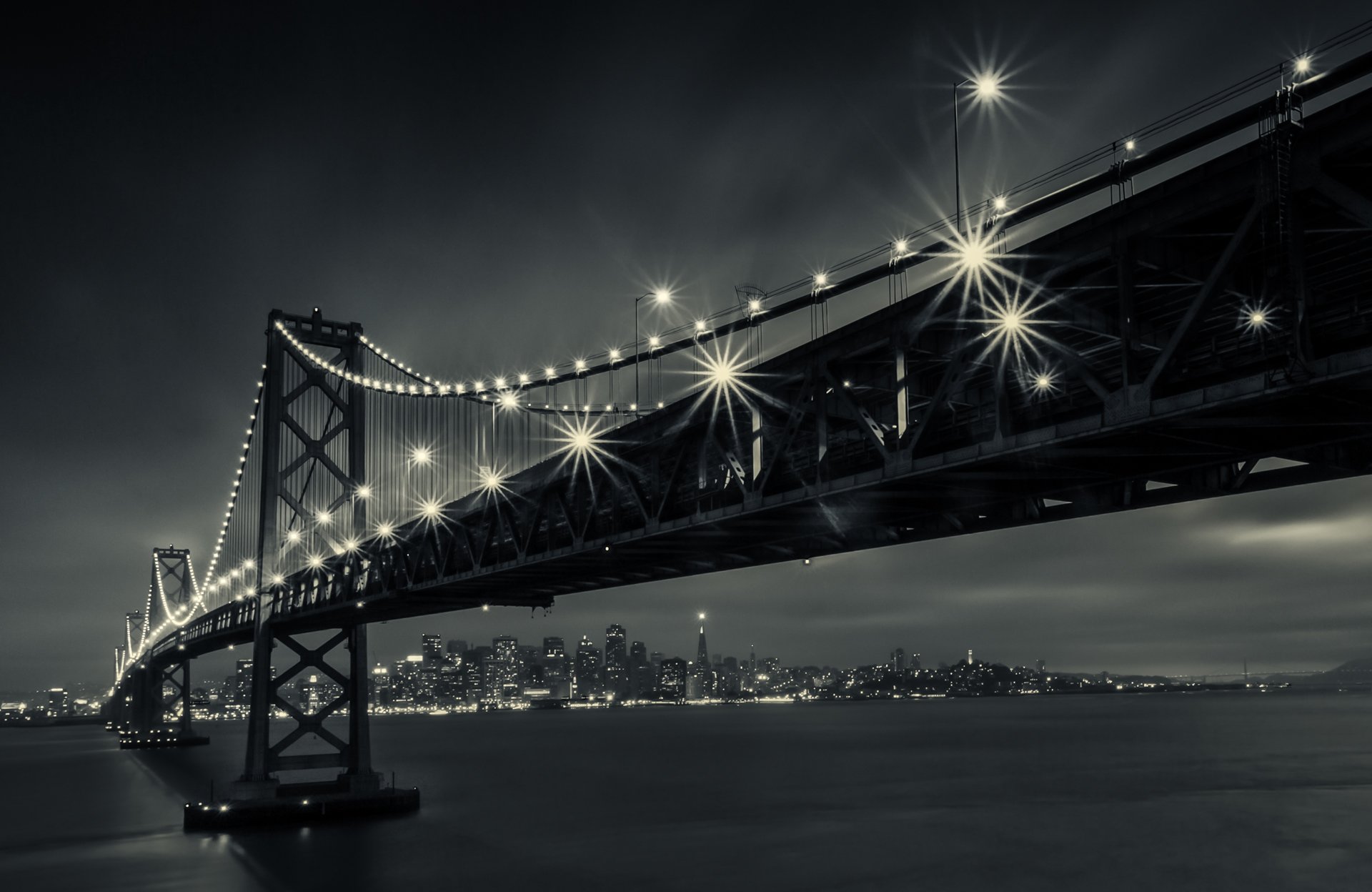 san francisco bay bridge california town bridge lights night