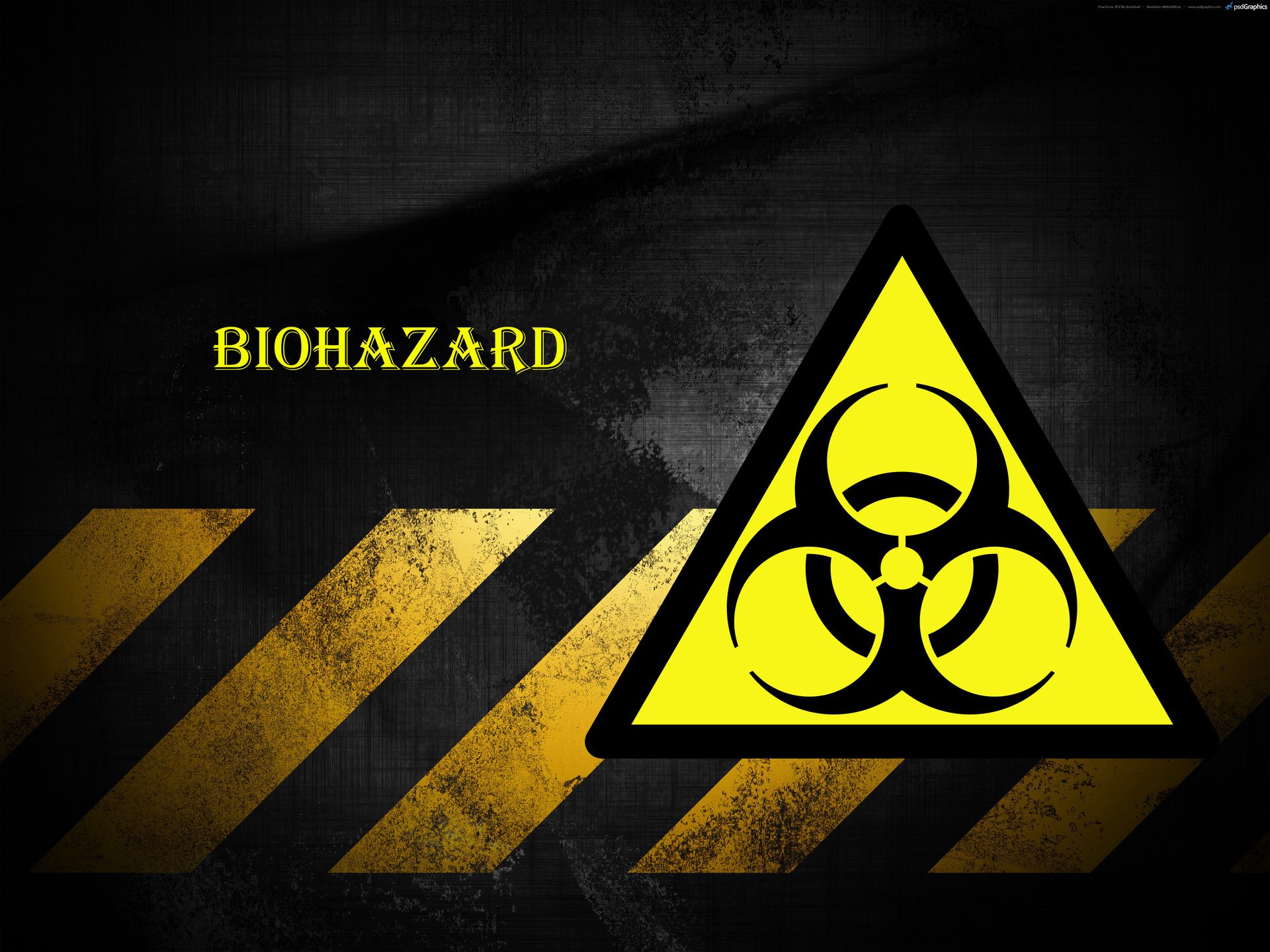 Biological threat sign on a black background