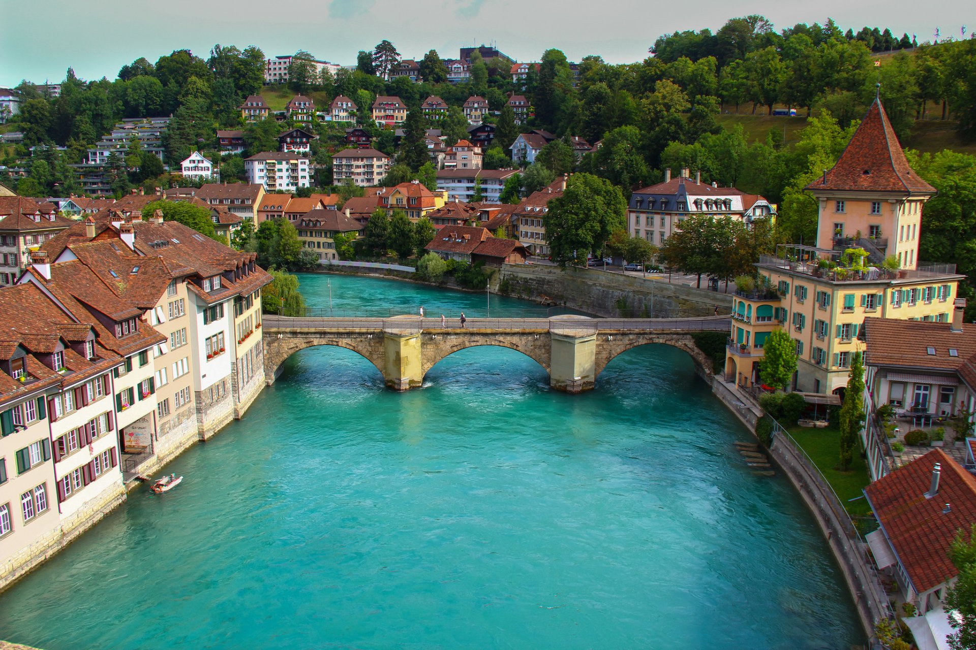 berne switzerland sky mountain landscape river bridge house