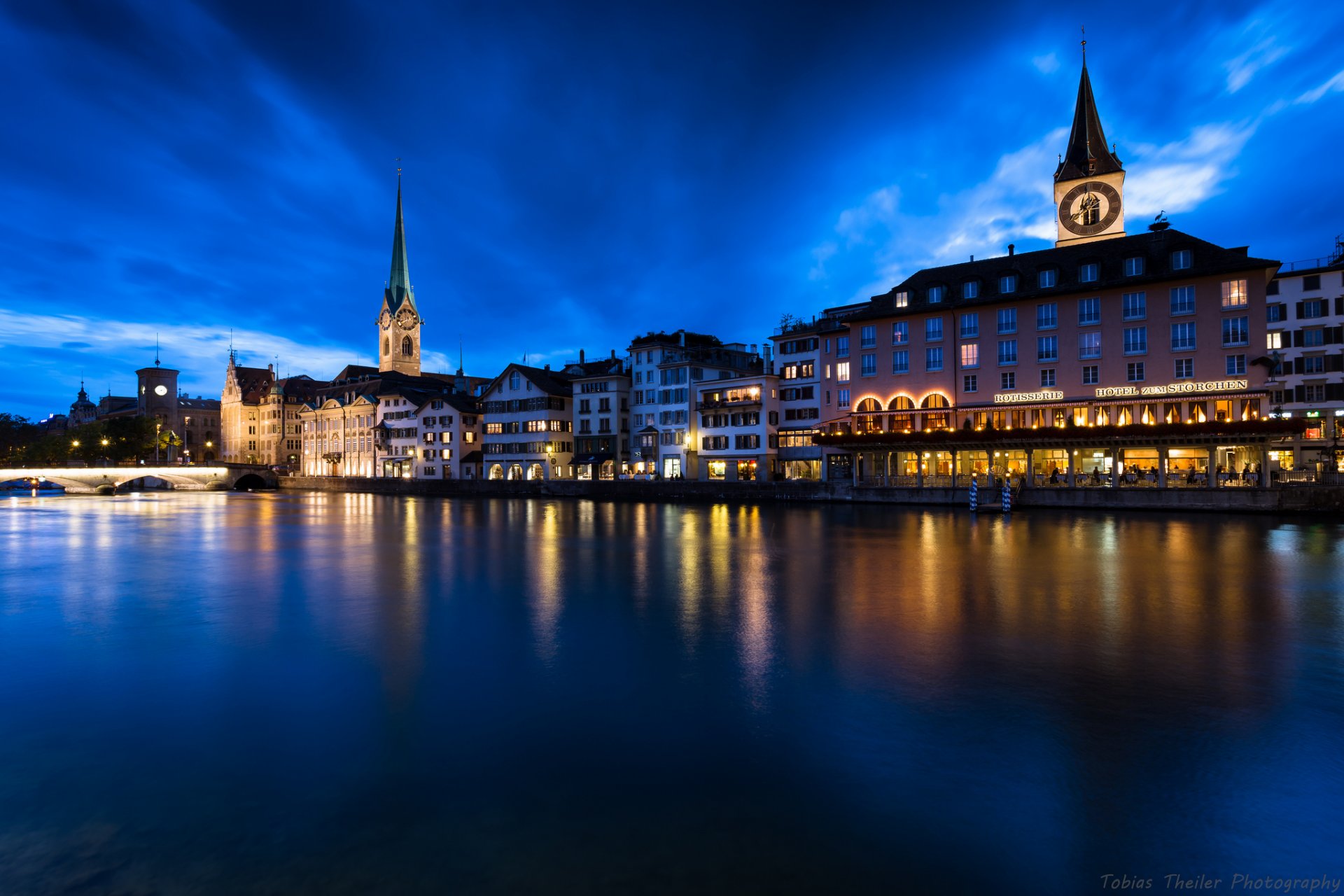 switzerland town zurich night lights light house