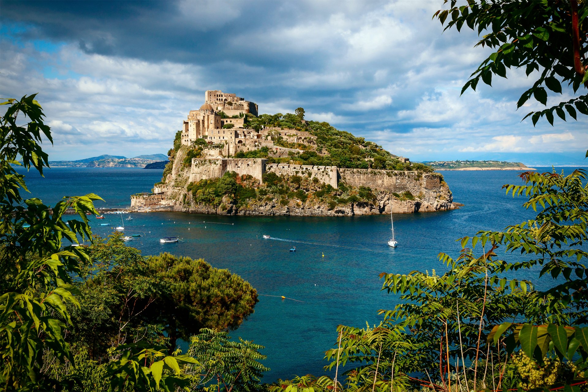 italy ischia aragonese castle sea summer