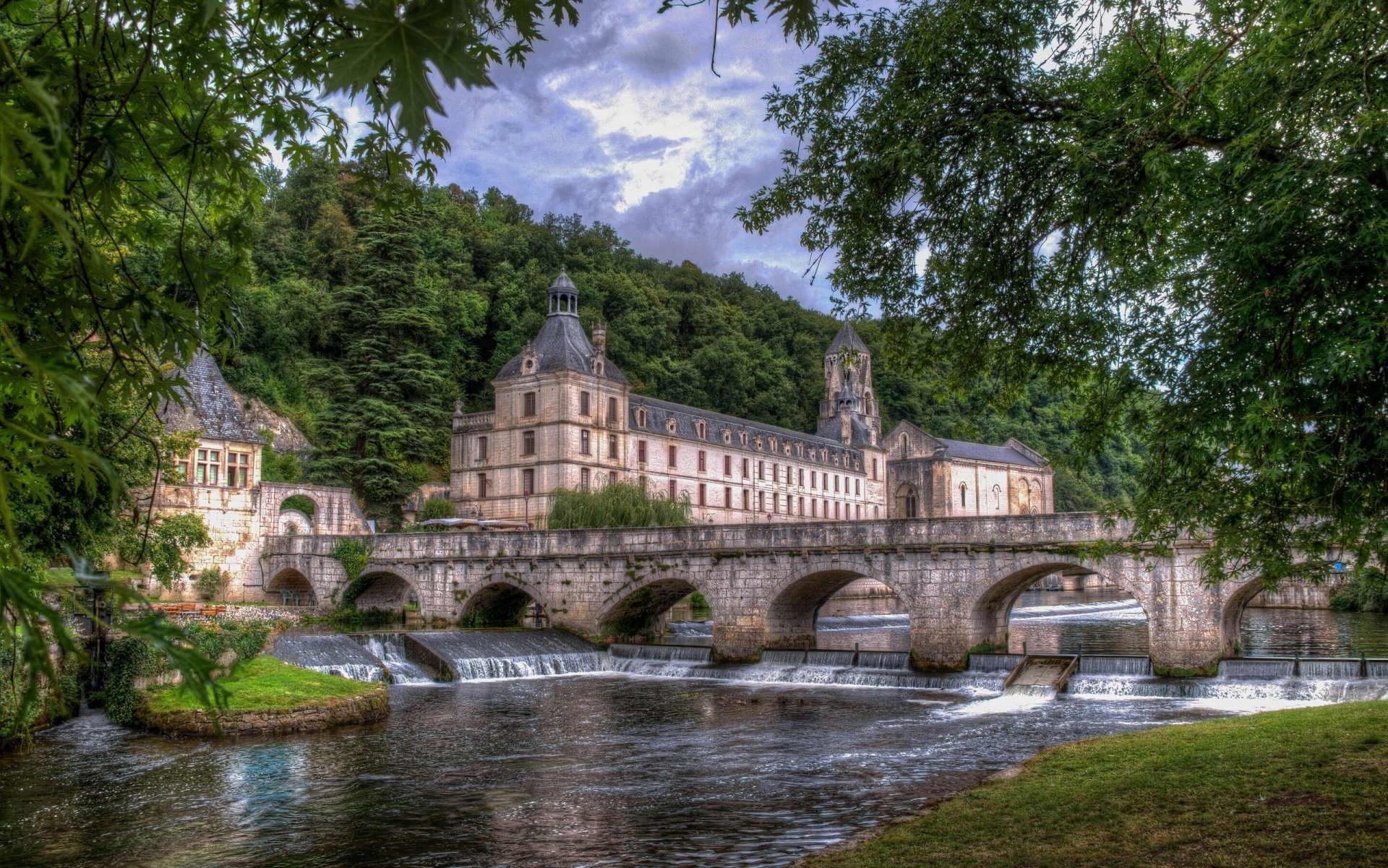 brantome dordogne france dordogne river abbey bridge river