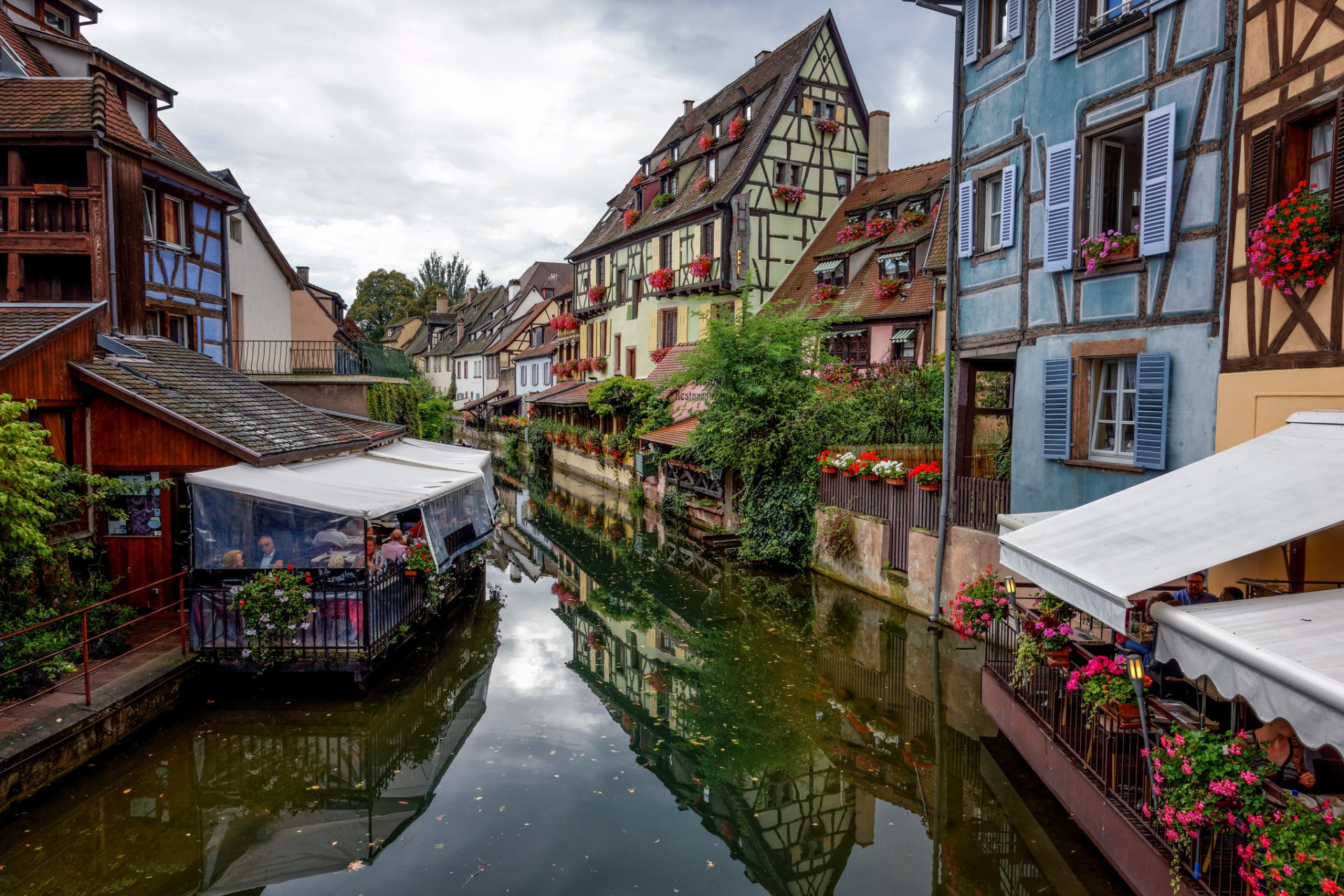 colmar france sky house framework cafe channel flower