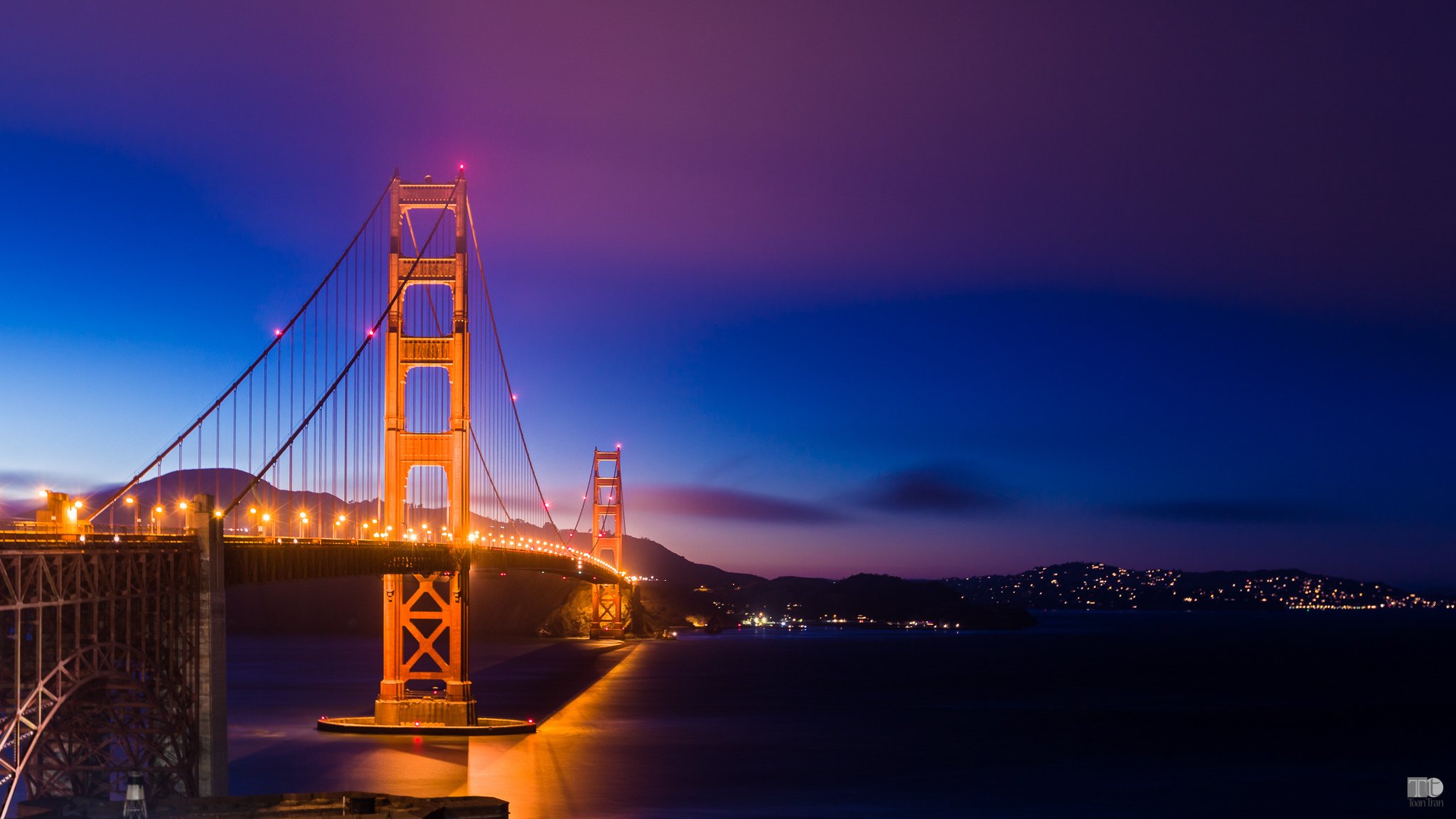 san francisco california usa golden gate bridge united states golden gate bridge light lighting lights night blue purple sky