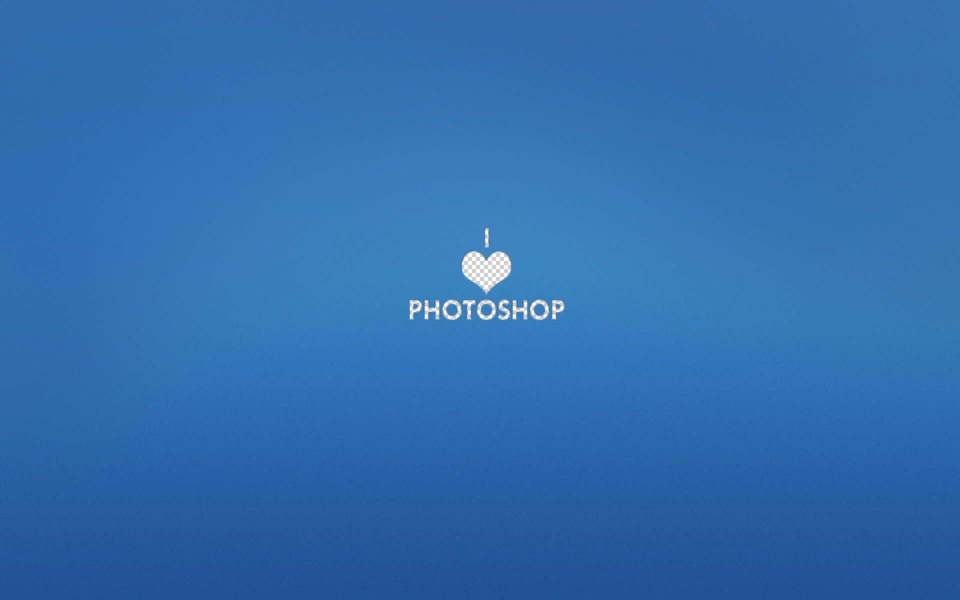White I love photoshop logo on a blue background