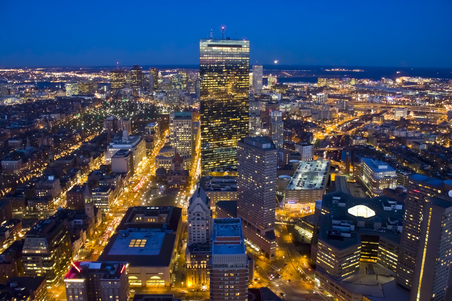 boston massachusetts usa boston ma united states town night lights views panorama house buildings skyscraper high-rise buildings
