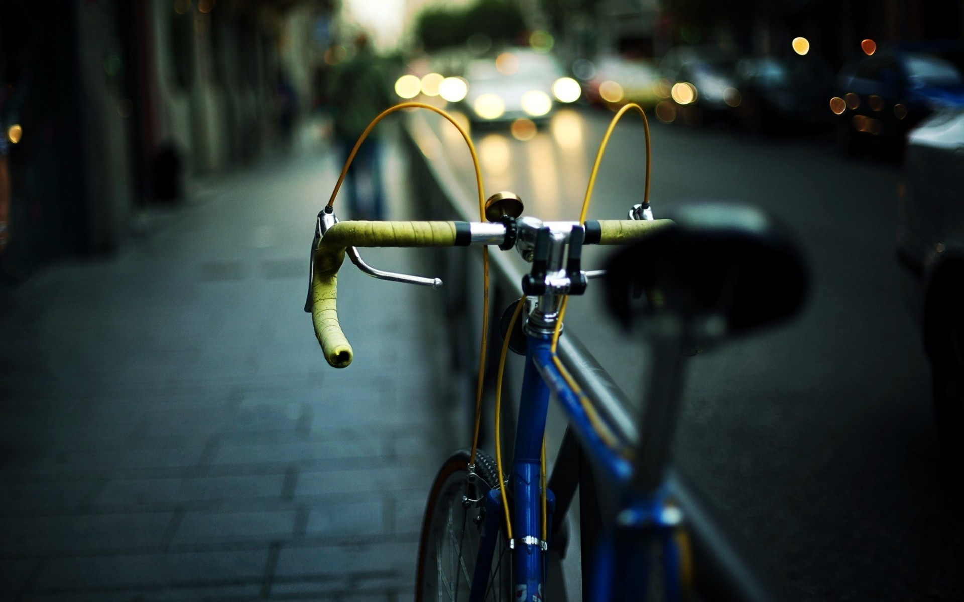 lights mood bike wallpaper street background town great. steering night vehicles road light macro bokeh blur