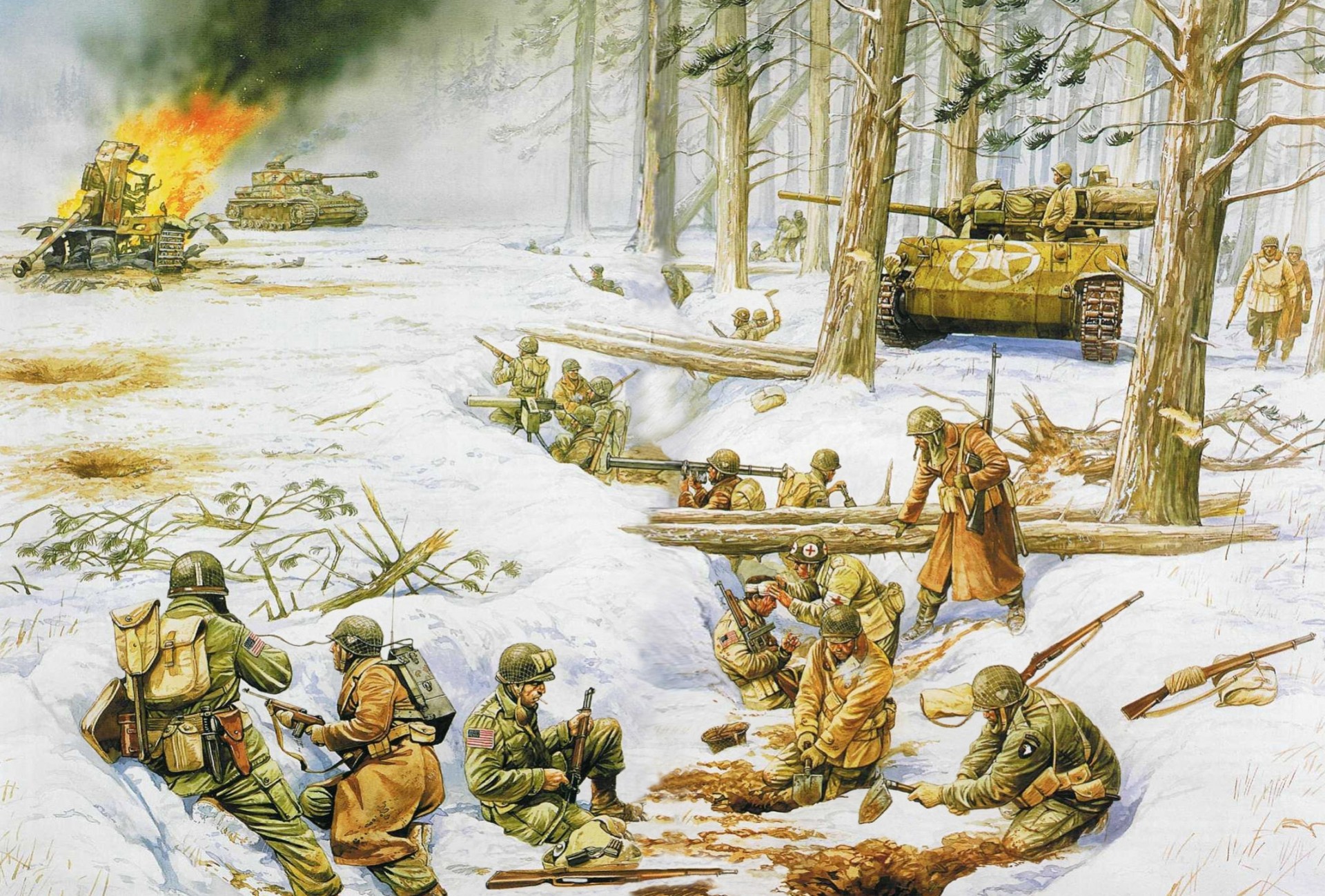 art men bastonskoe and known bastogne siege as the dividing landing division belgium town neighborhood troops offensive their winter ardennes ww2. fight german time army battle allies
