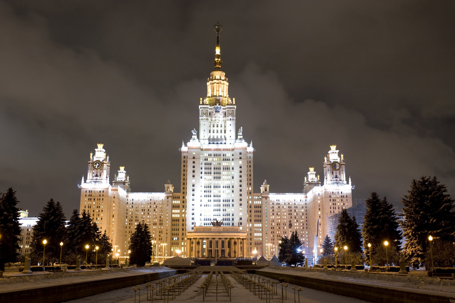 moscow state university name moscow state university town winter snow night lighting wallpaper