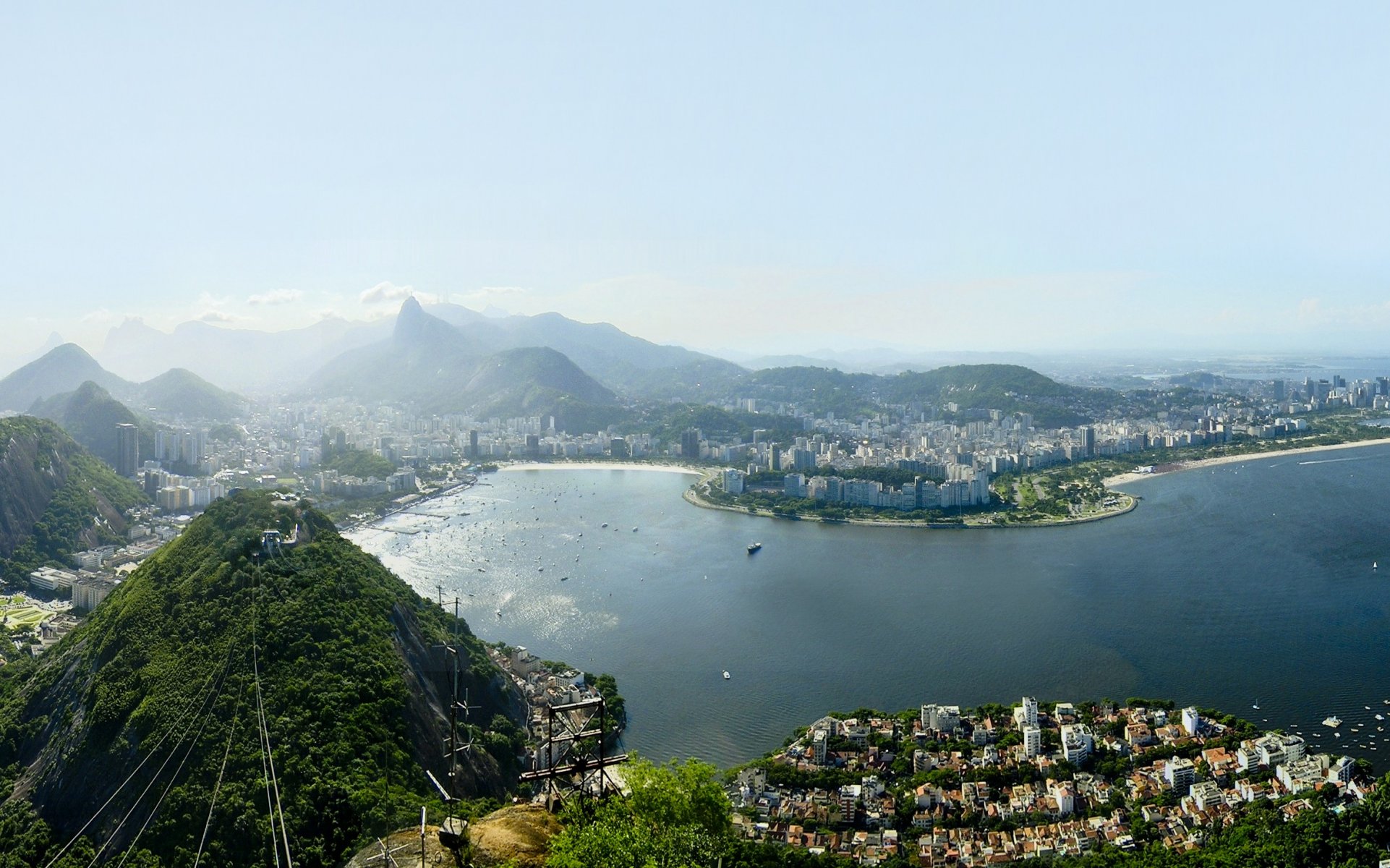 rio de janeiro brasil bay ocean city town skyscraper high-rise buildings motion photo sky clouds wallpapers