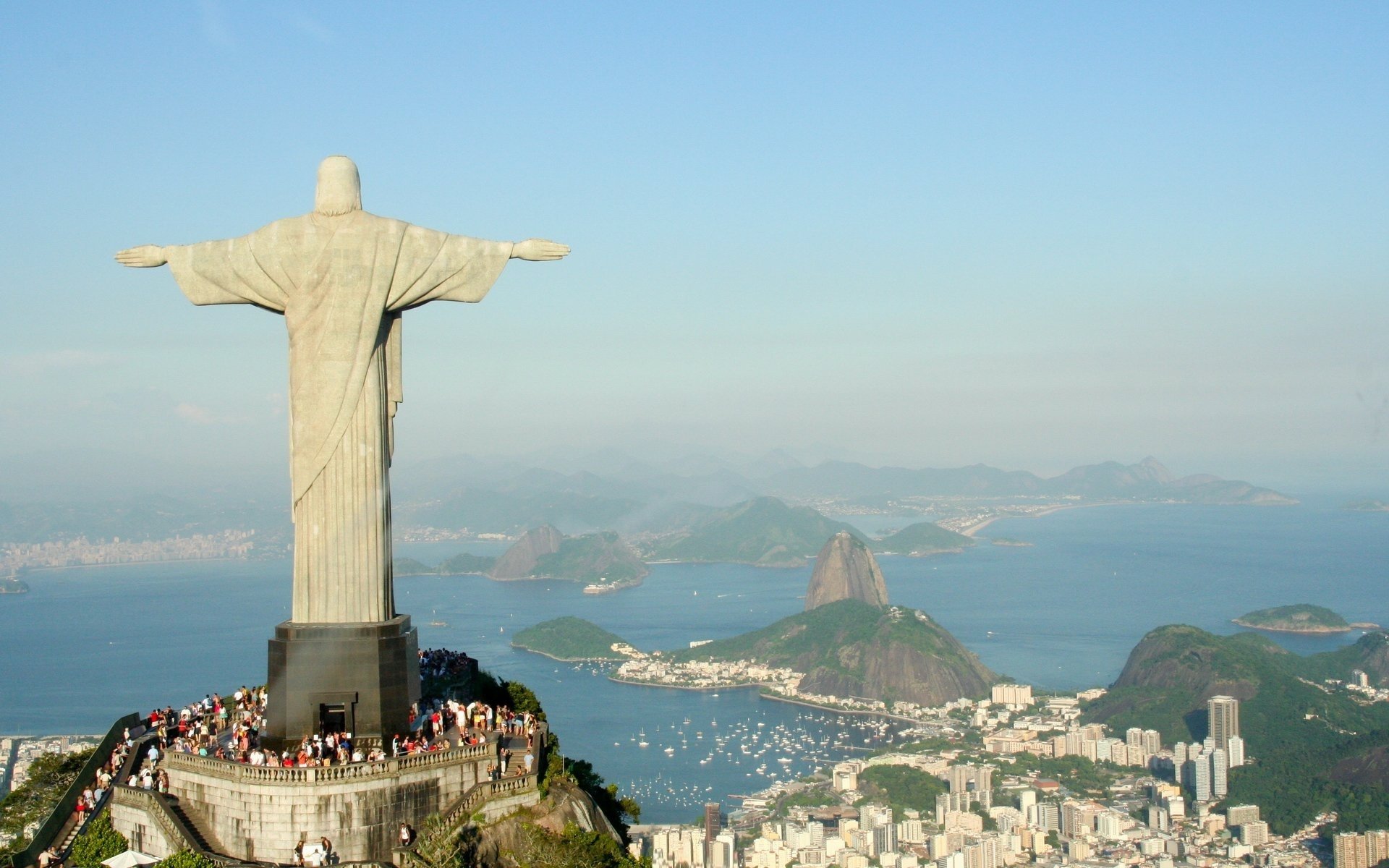 statue christ the savior rio de janeiro cristo redentor brazil brasil great view sky panorama
