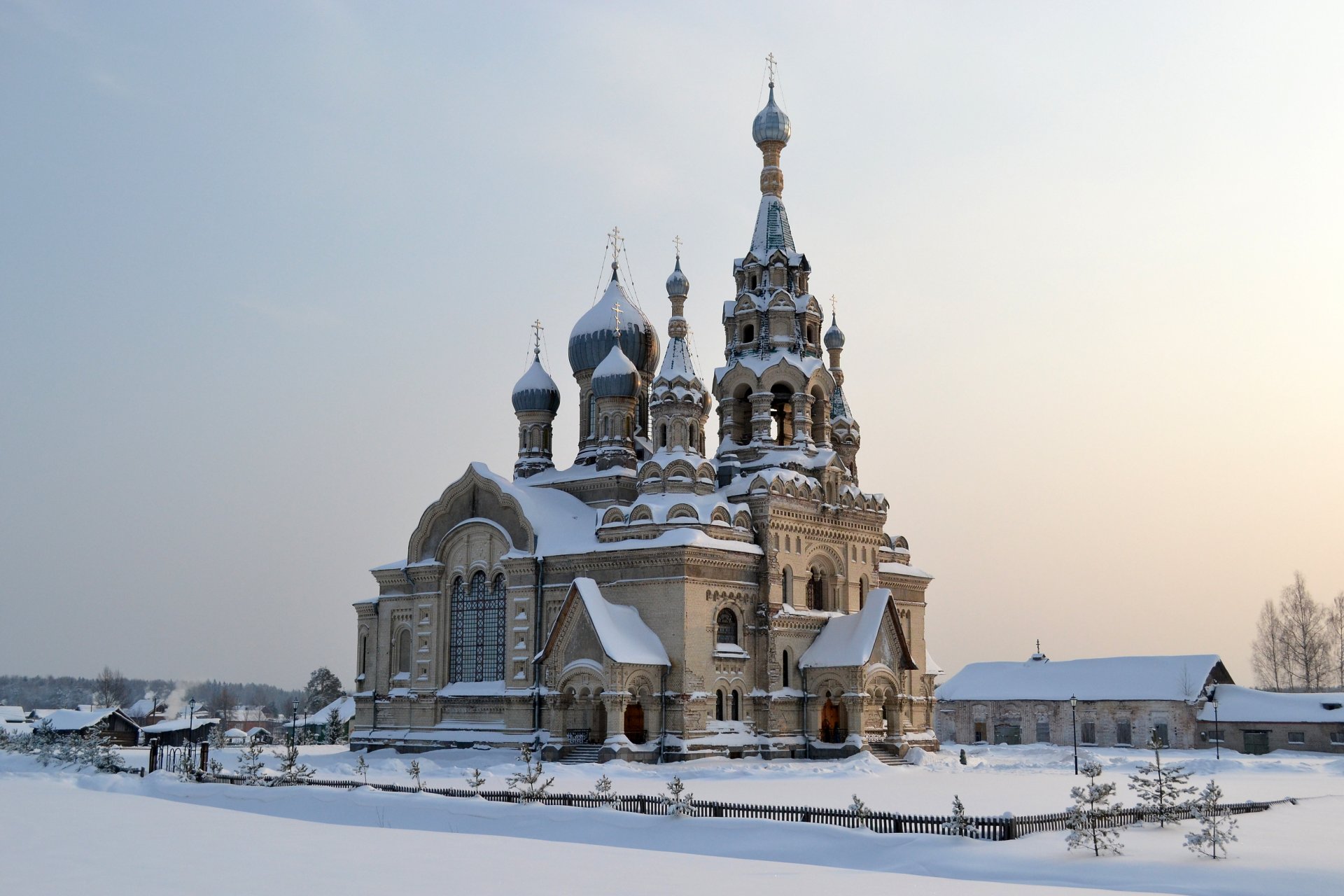 spassky temple village kukoba yaroslavl region temple winter snow cool russia wallpaper