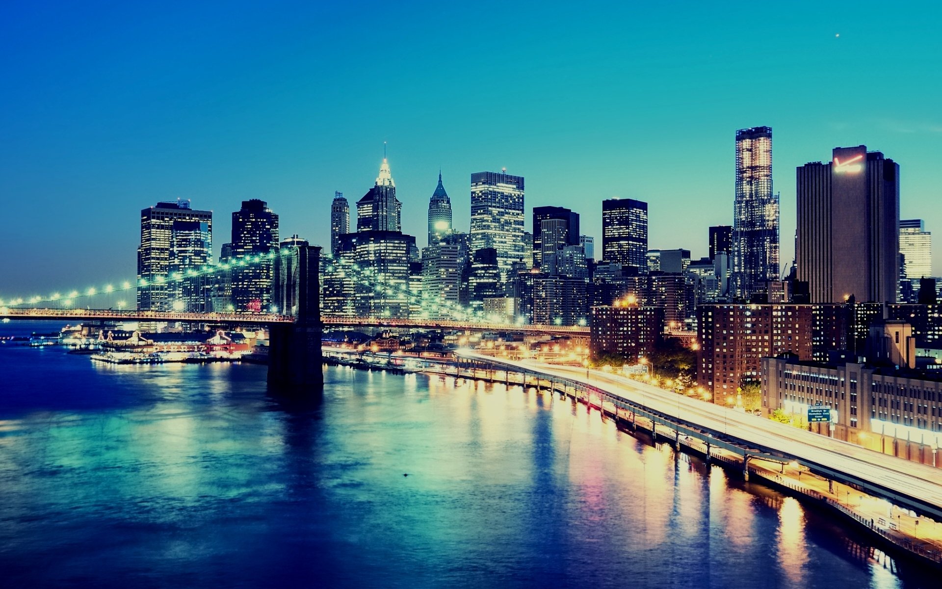 night town lights buildings skyscraper new york new york city ny lower manhattan construction bridge manhattan bridge background wallpaper wallpapers