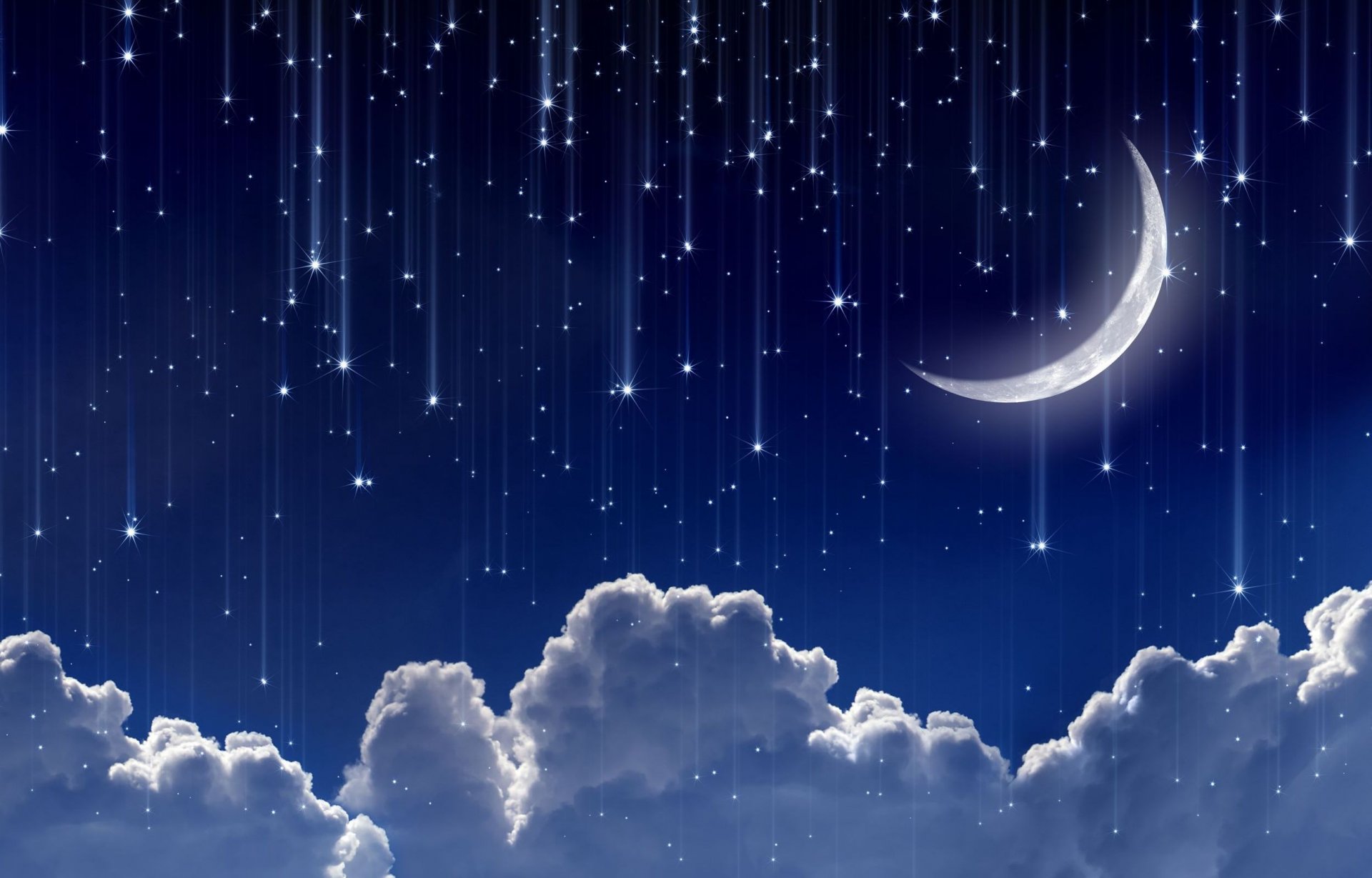 space moon year crescent sky clouds star stars lights night background wallpaper widescreen full screen hd wallpapers fullscreen