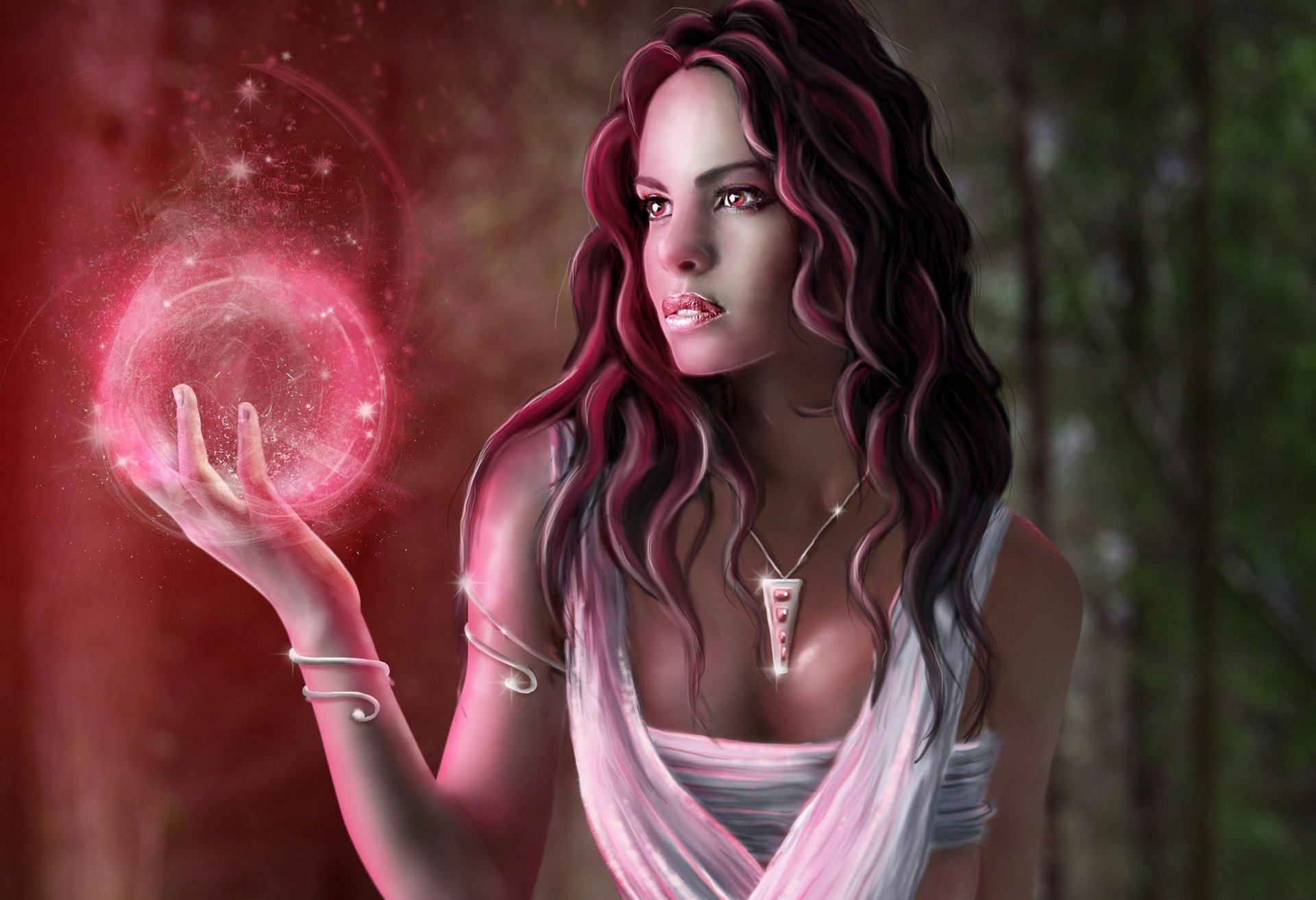 A witch girl with a sphere in her hand