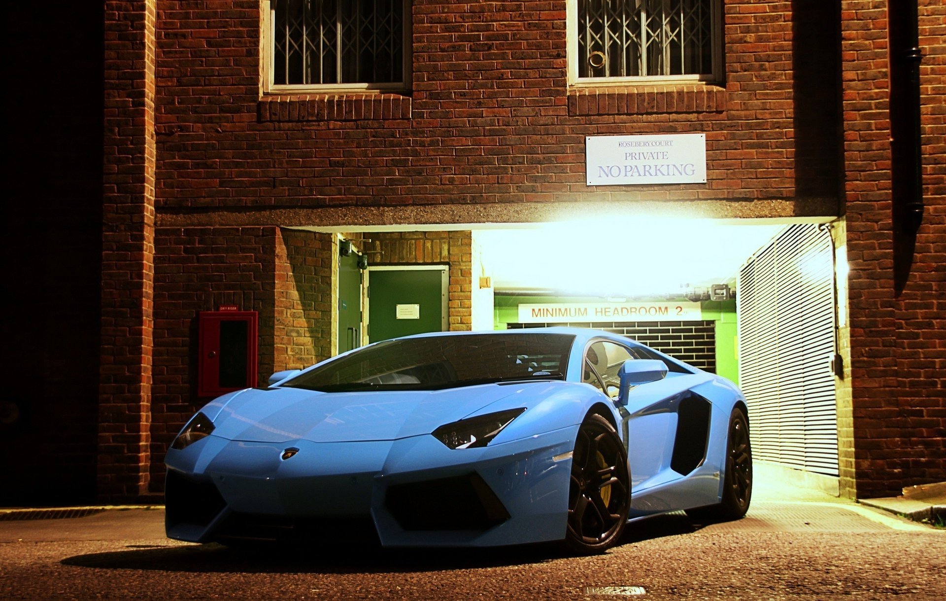 The soft blue Lamborghini looks very beautiful