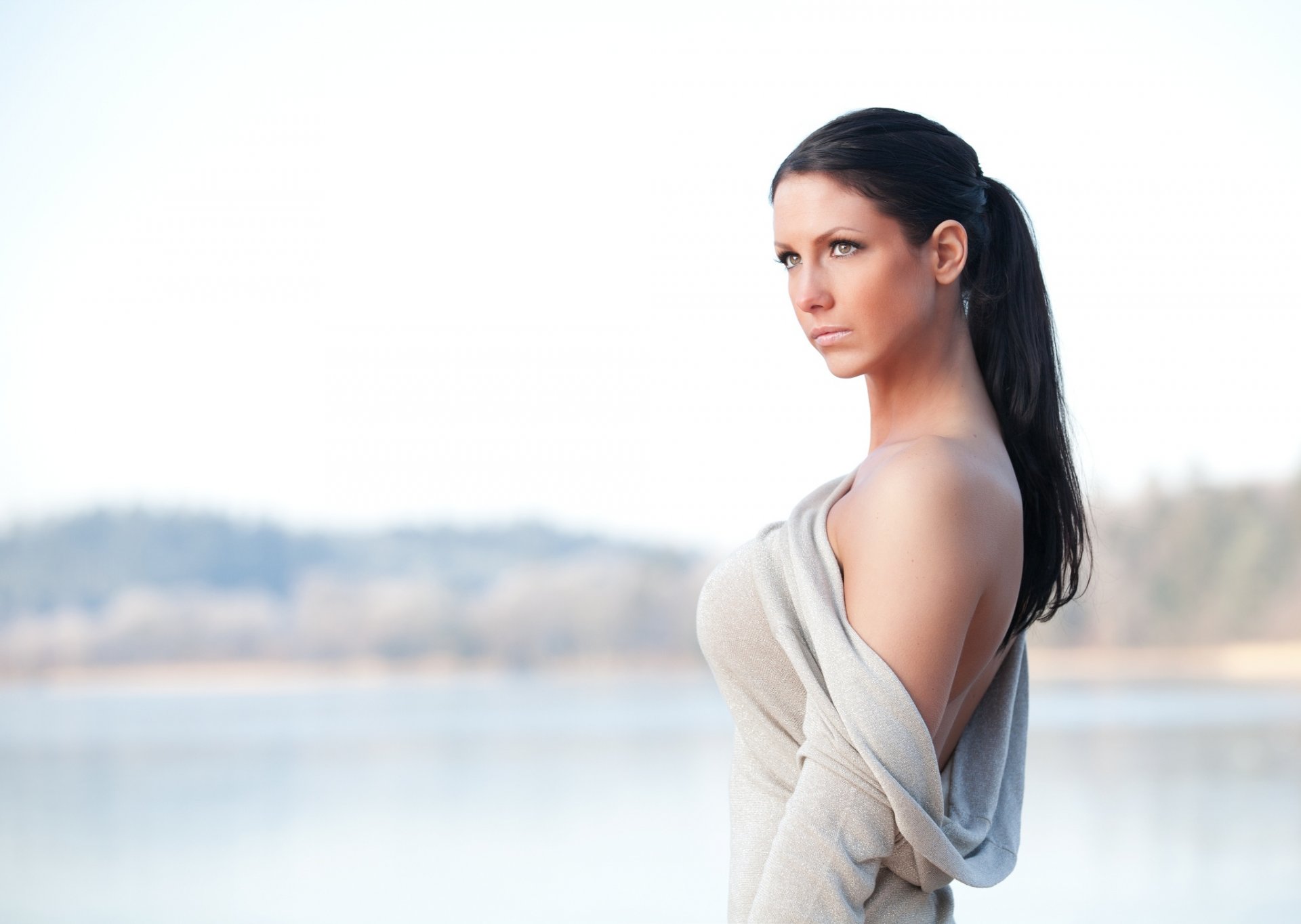 kenneth olsen photographer magnificent sexy brunette beautiful breasts blouses slipped face lips view temptation