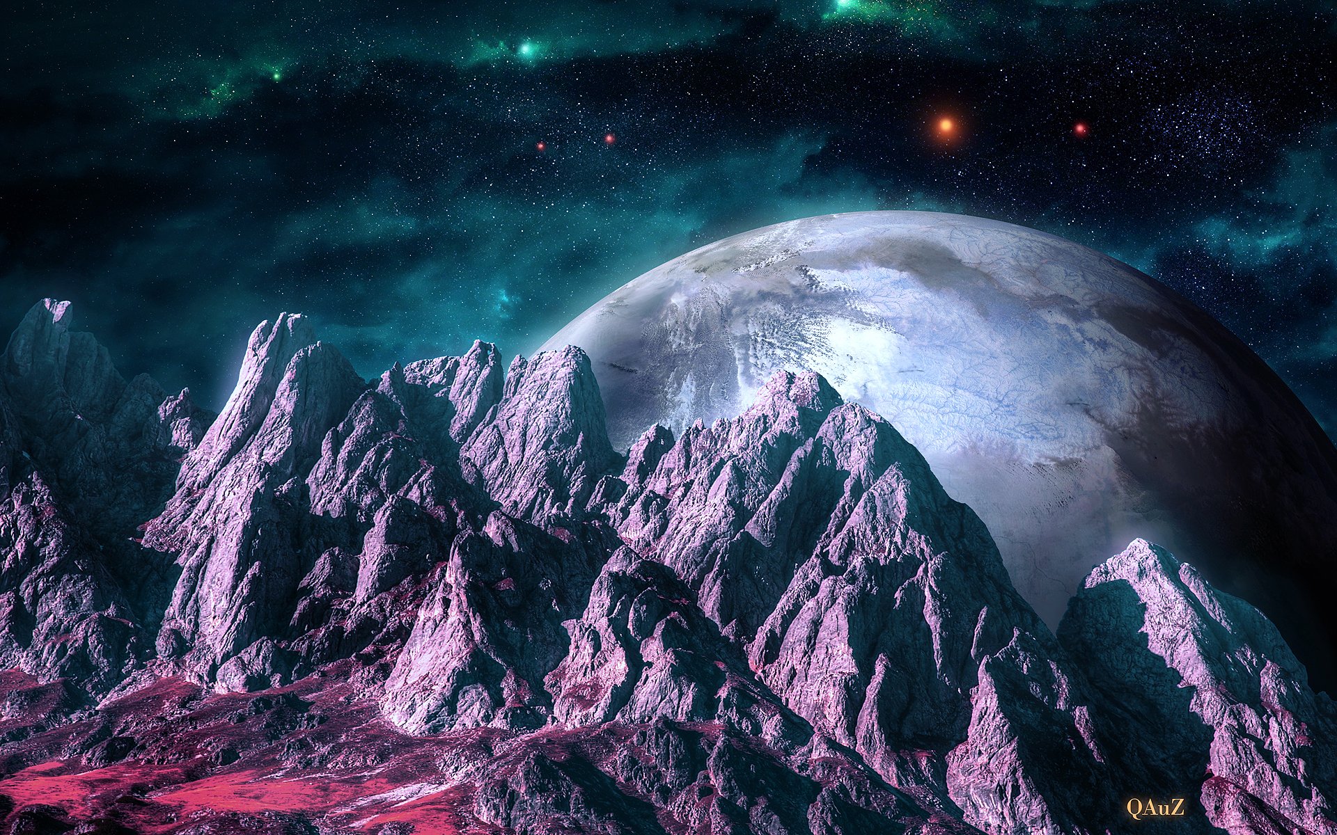art qauz space world star relief landscape mountain nebula