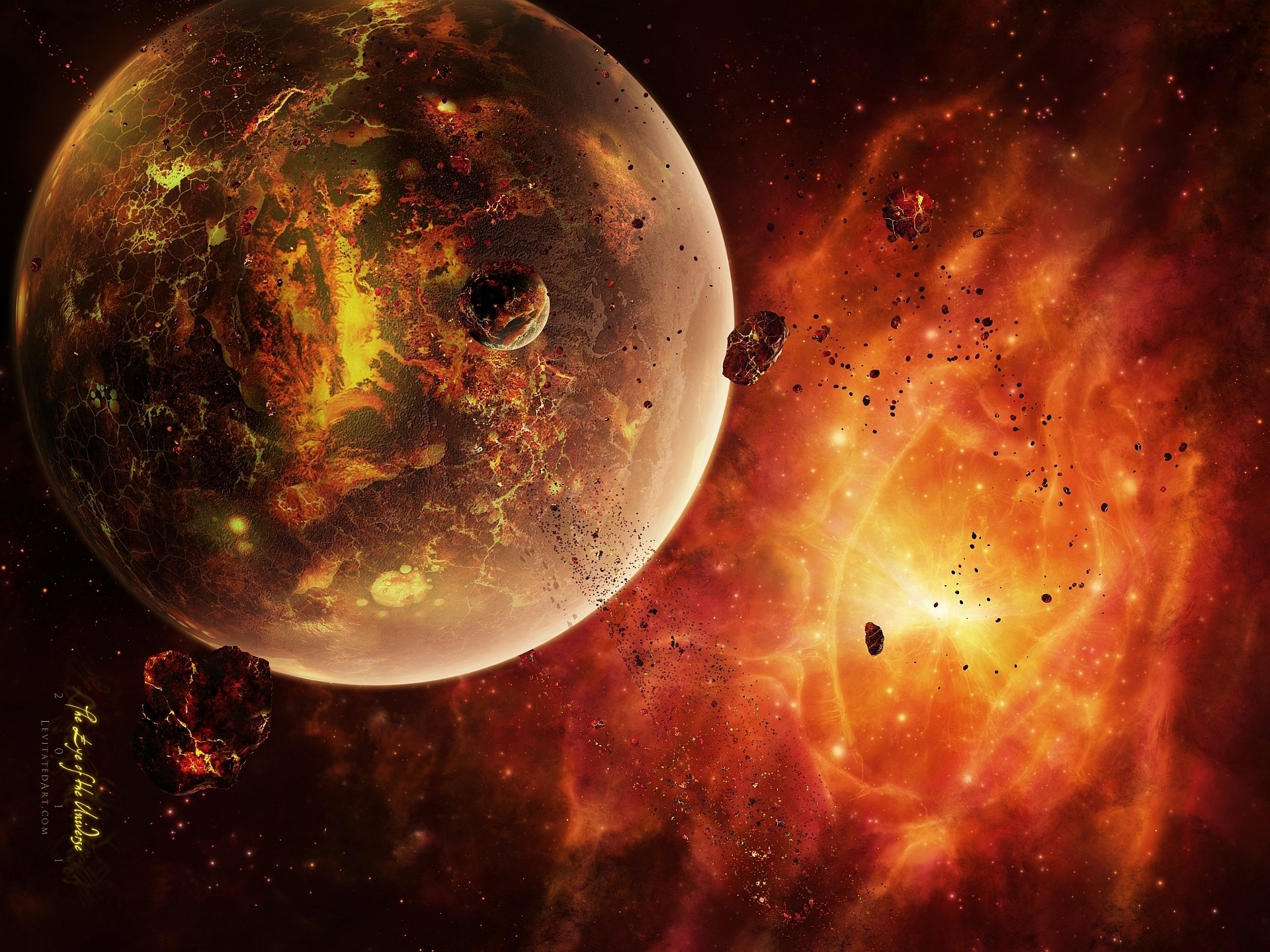 red-hot planet asteroids dead sistem