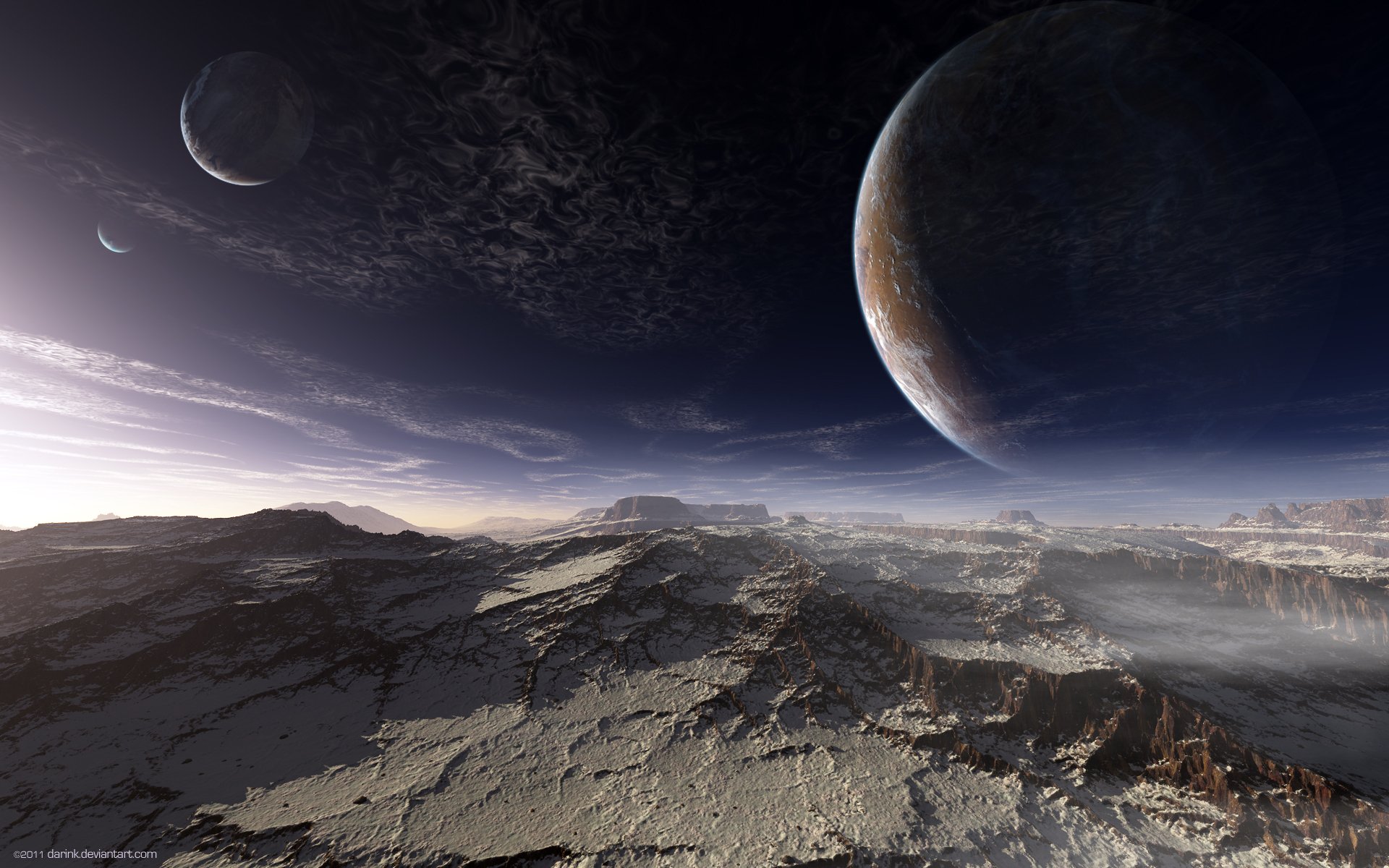 terraspace alien planet surface mountain sky world