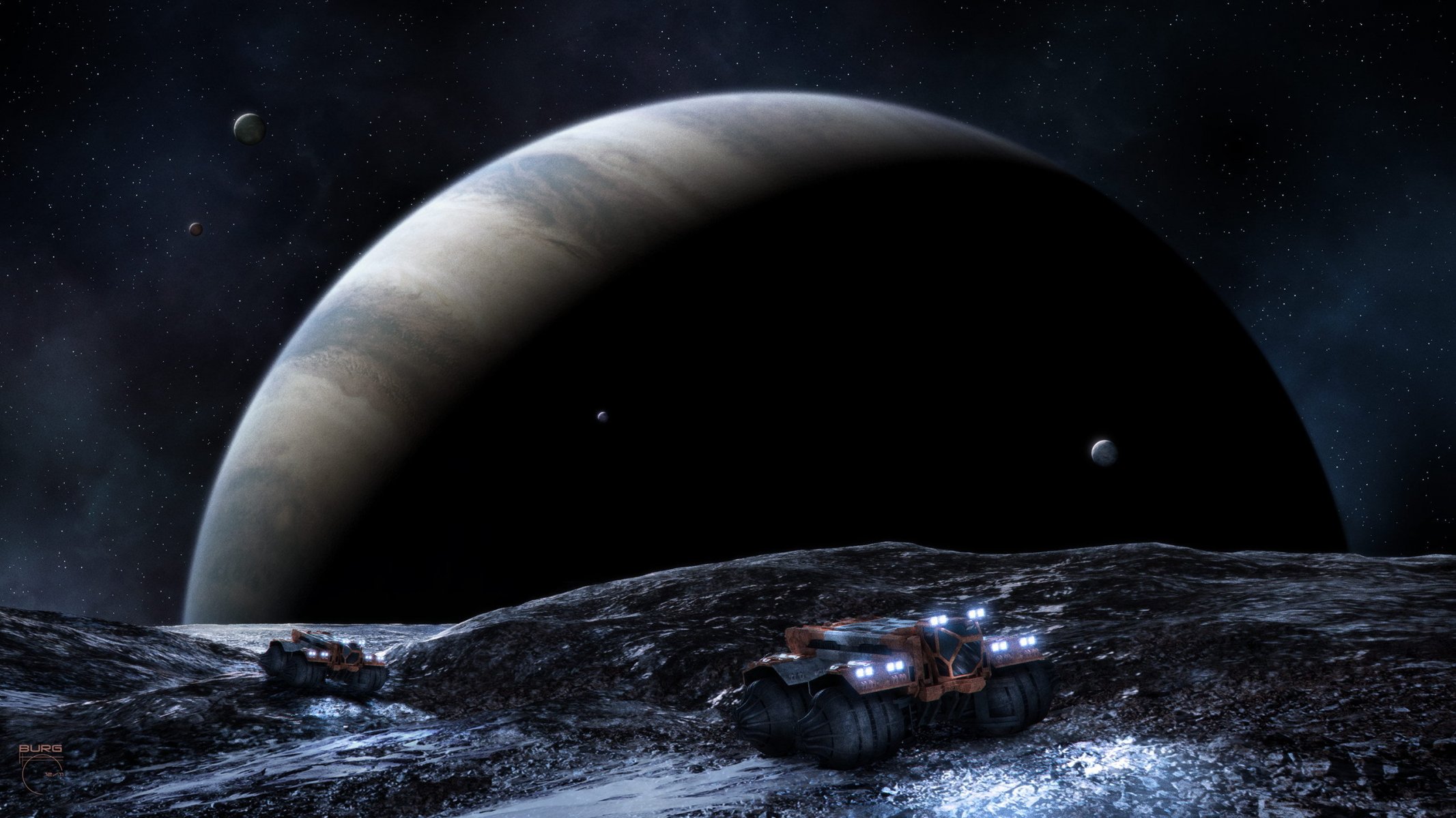 star planet gas giant satellites machinery