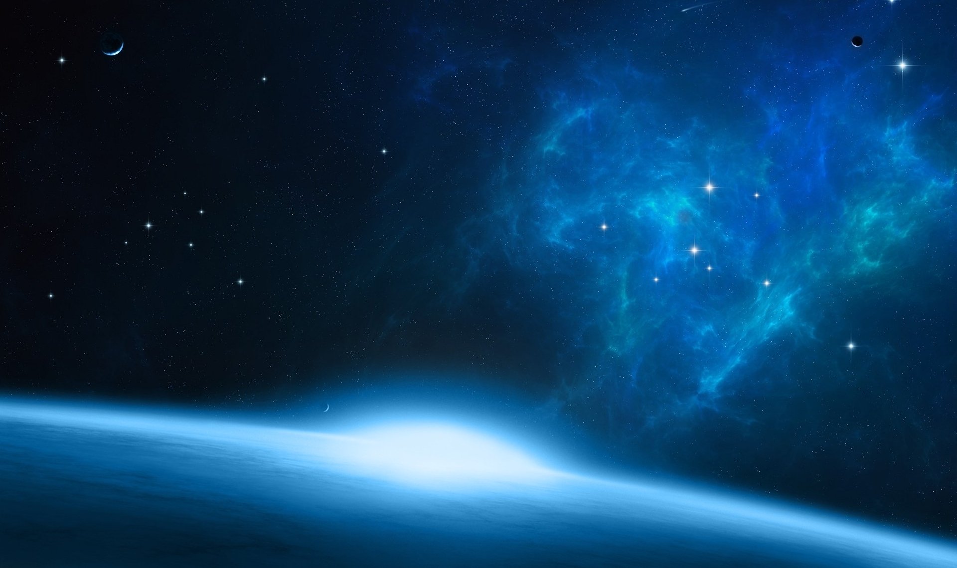 darink space planet star surface nebula